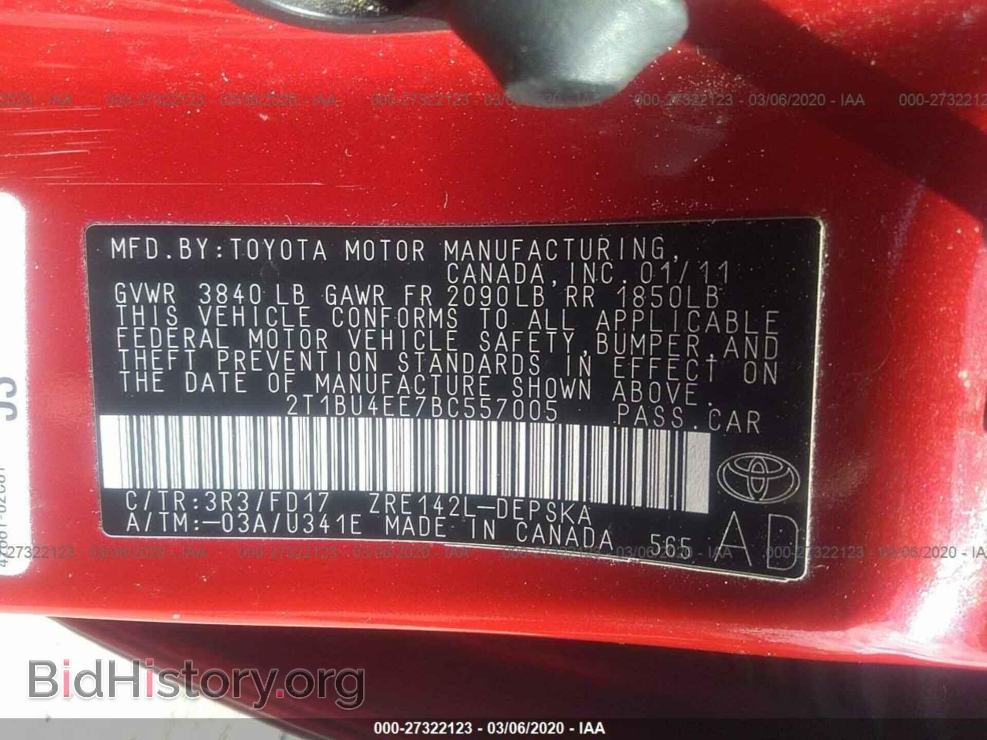 2011 TOYOTA COROLLA - VIN: 2T1BU4EE7BC557005 - Фото 9