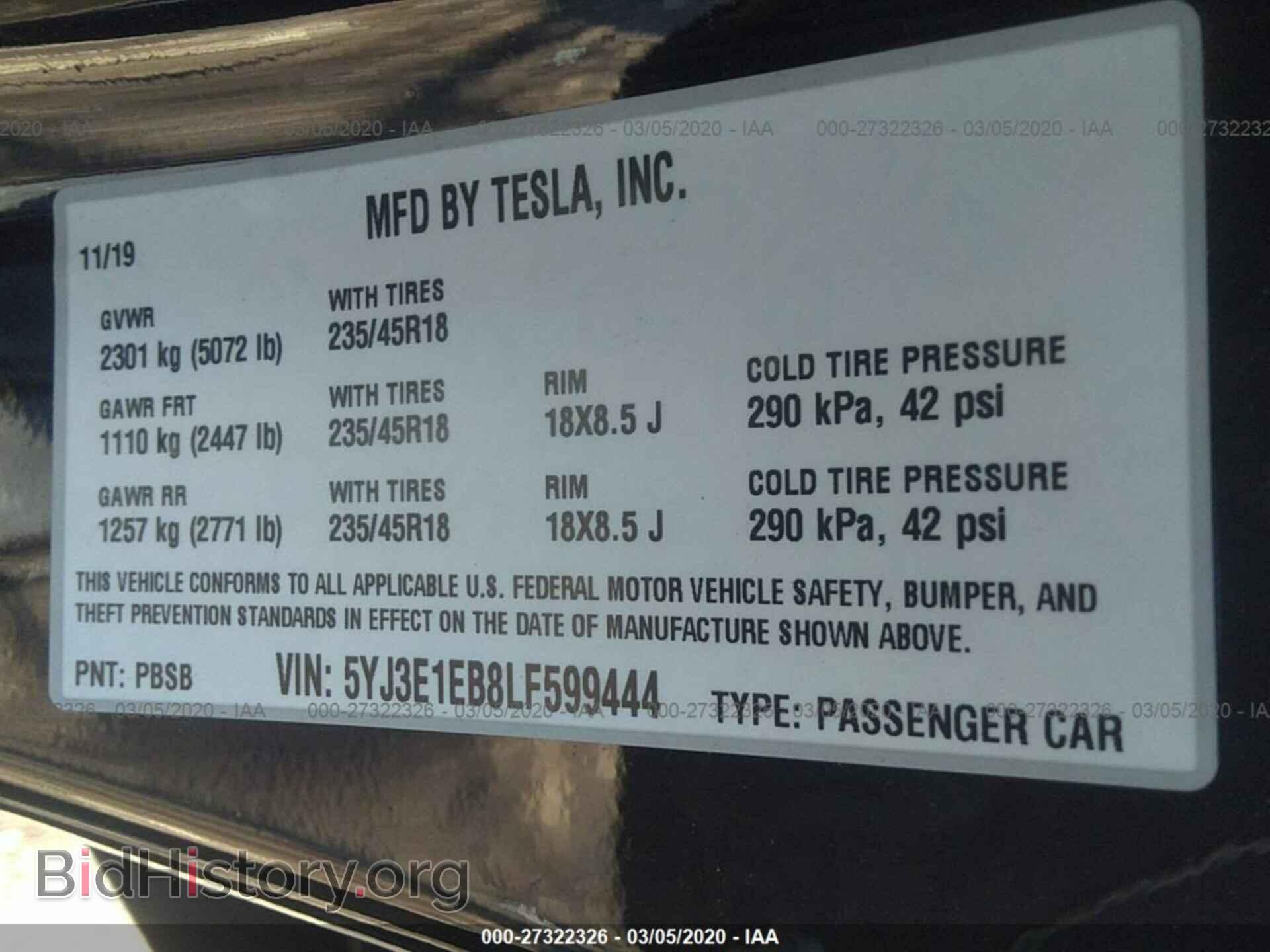 2020 TESLA MODEL 3 - VIN: 5YJ3E1EB8LF599444 - Photo 9