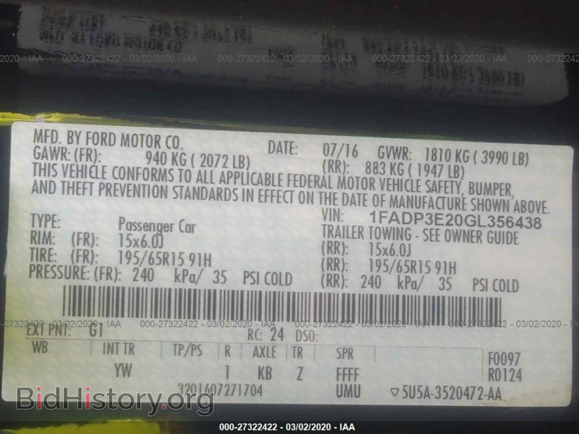 2016 FORD FOCUS - VIN: 1FADP3E20GL356438 - Photo 9