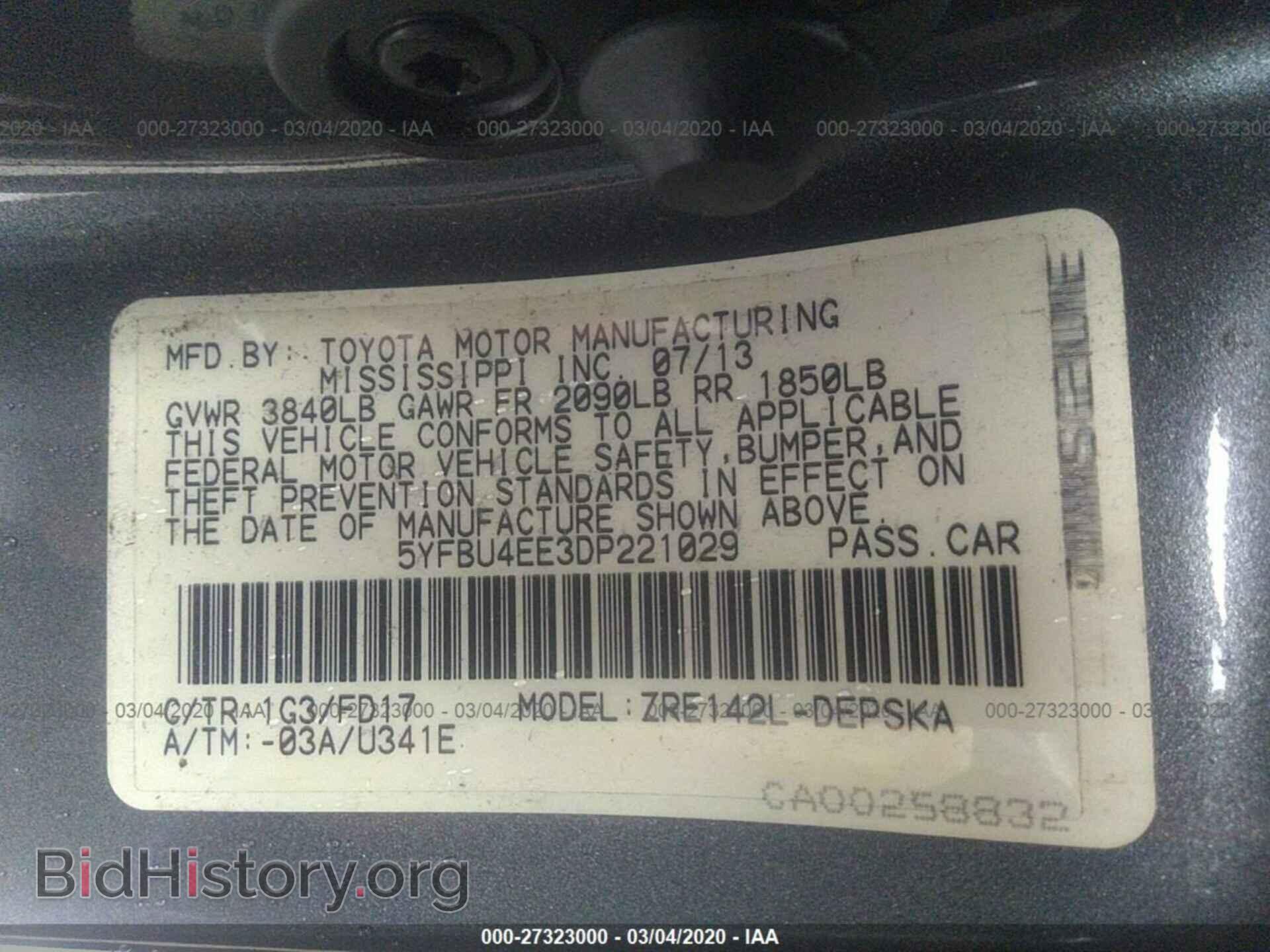 2013 TOYOTA COROLLA - VIN: 5YFBU4EE3DP221029 - Фото 9