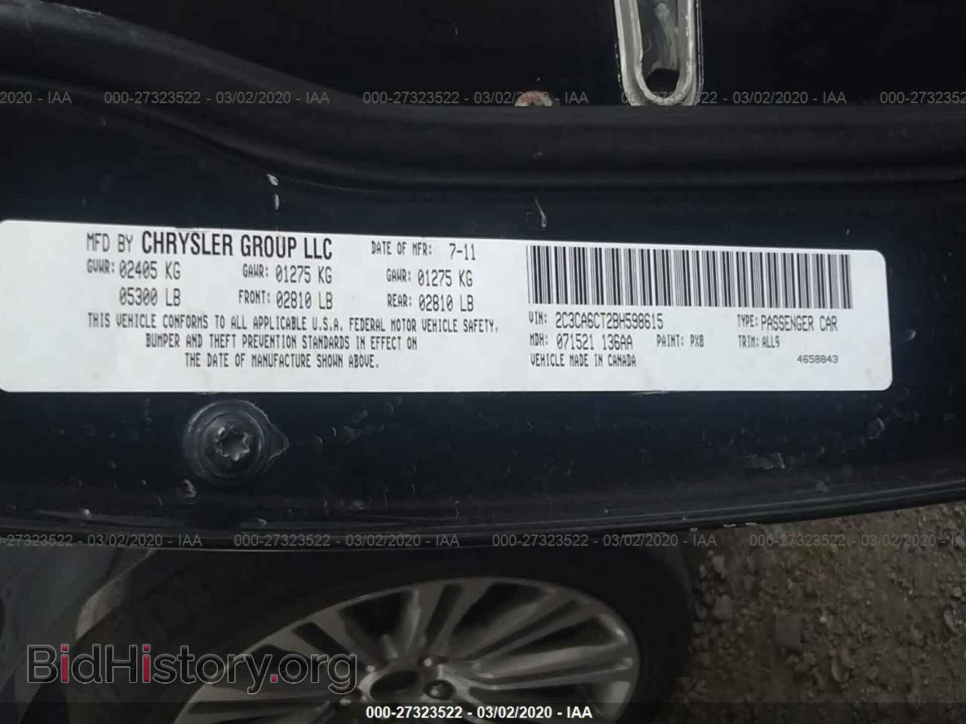 2011 CHRYSLER 300C - VIN: 2C3CA6CT2BH598615 - Фото 9