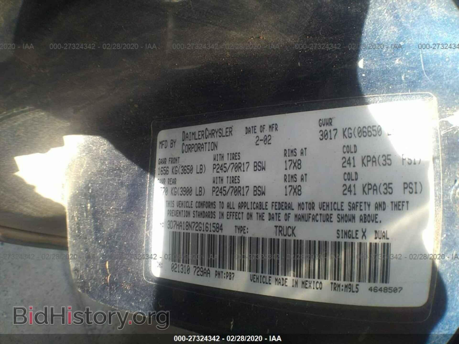 2002 DODGE RAM 1500 - VIN: 3D7HA18N72G161584 - Фото 9