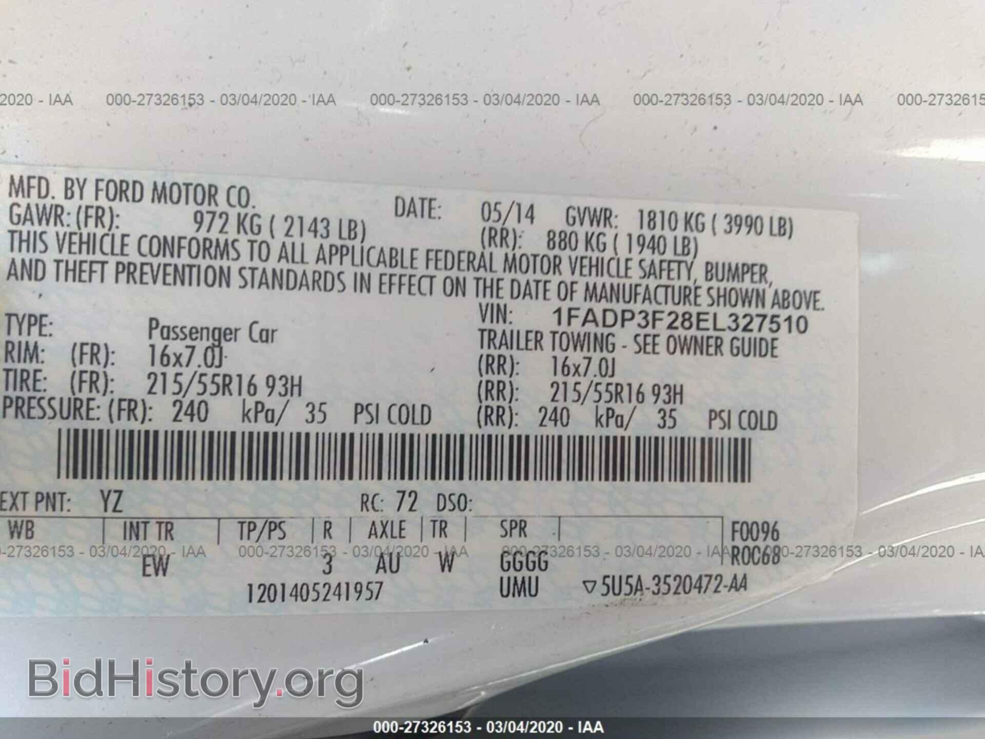2014 FORD FOCUS - VIN: 1FADP3F28EL327510 - Фото 9