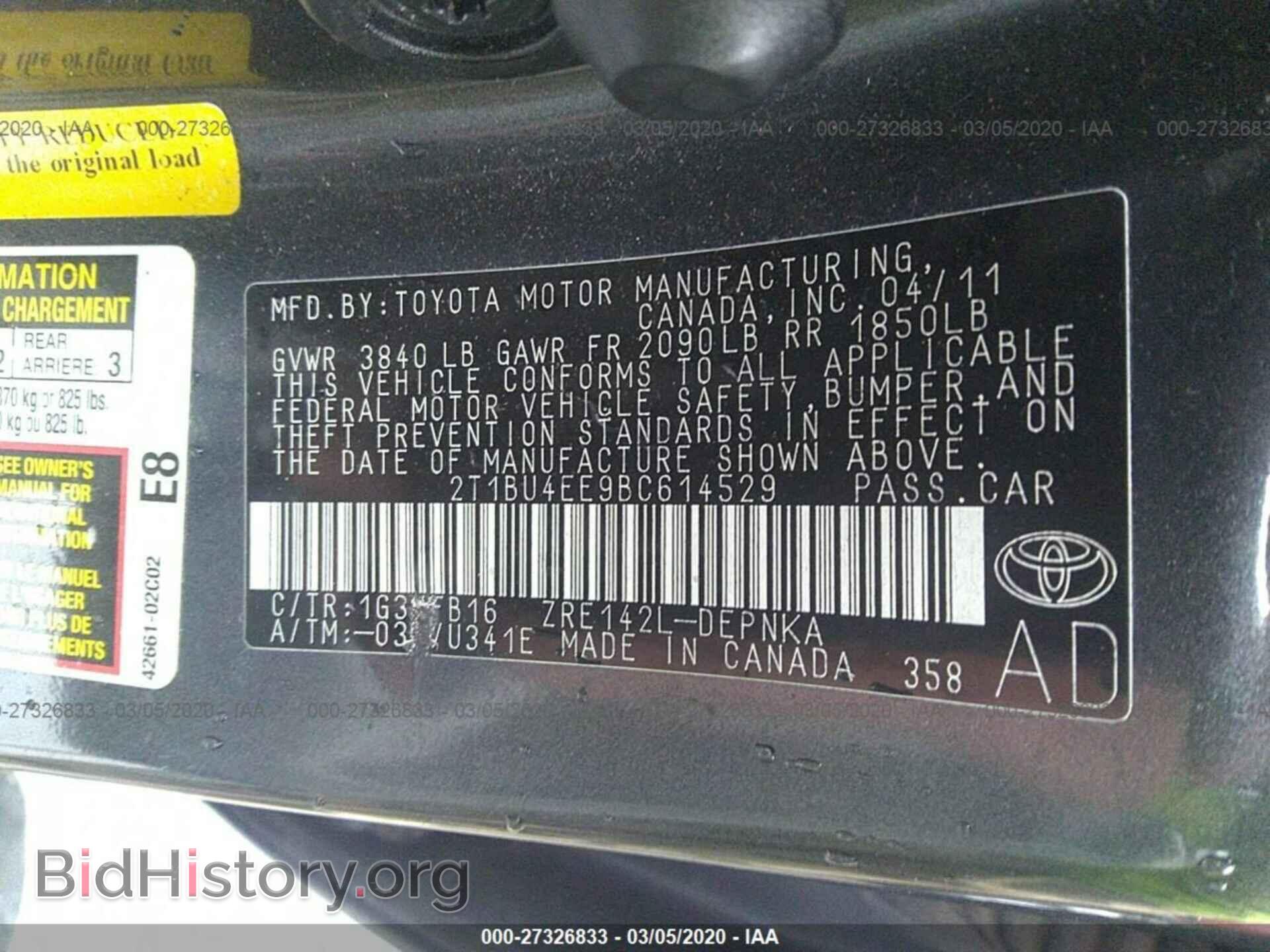 2011 TOYOTA COROLLA - VIN: 2T1BU4EE9BC614529 - Photo 9