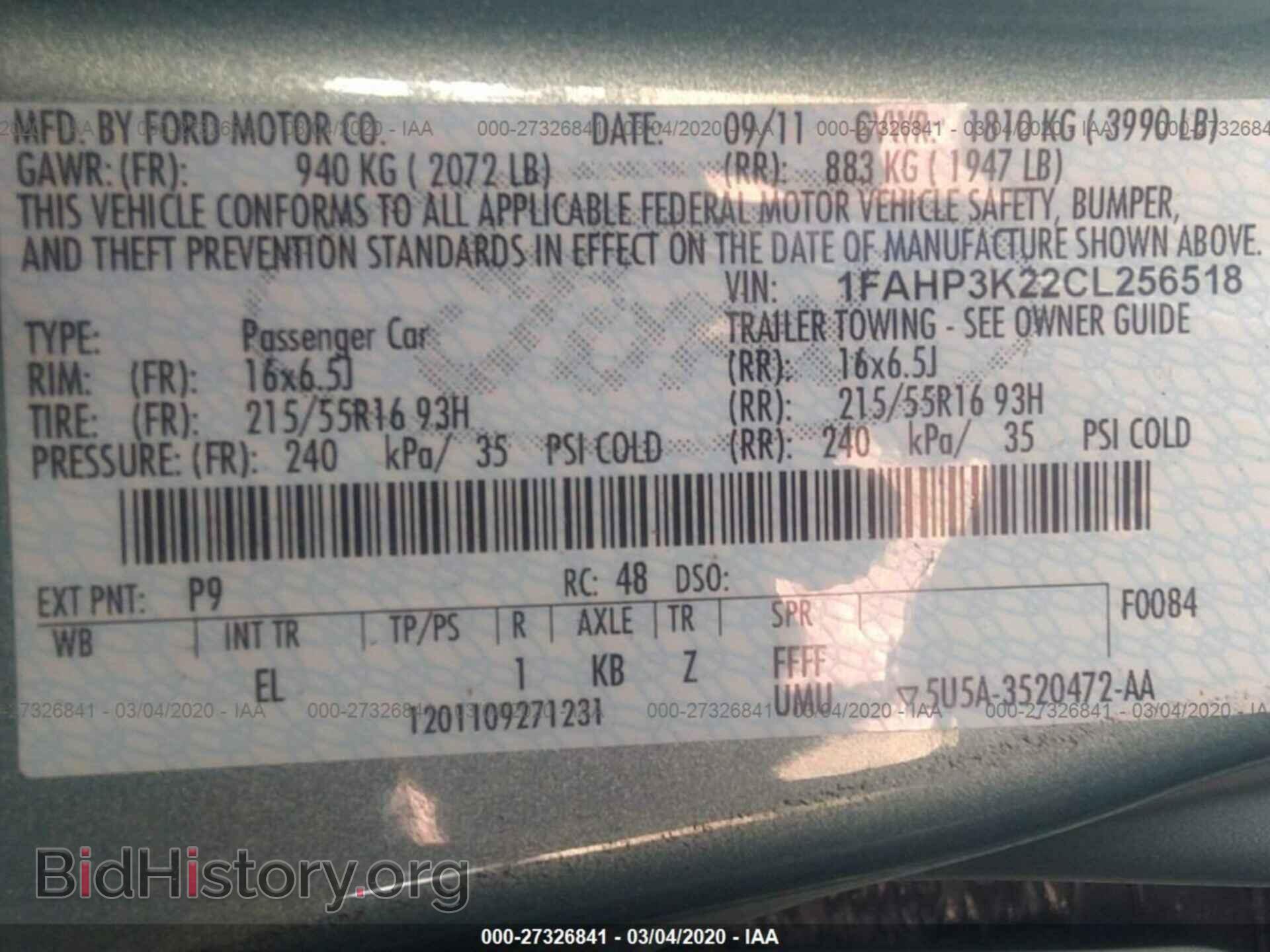 2012 FORD FOCUS - VIN: 1FAHP3K22CL256518 - Photo 9