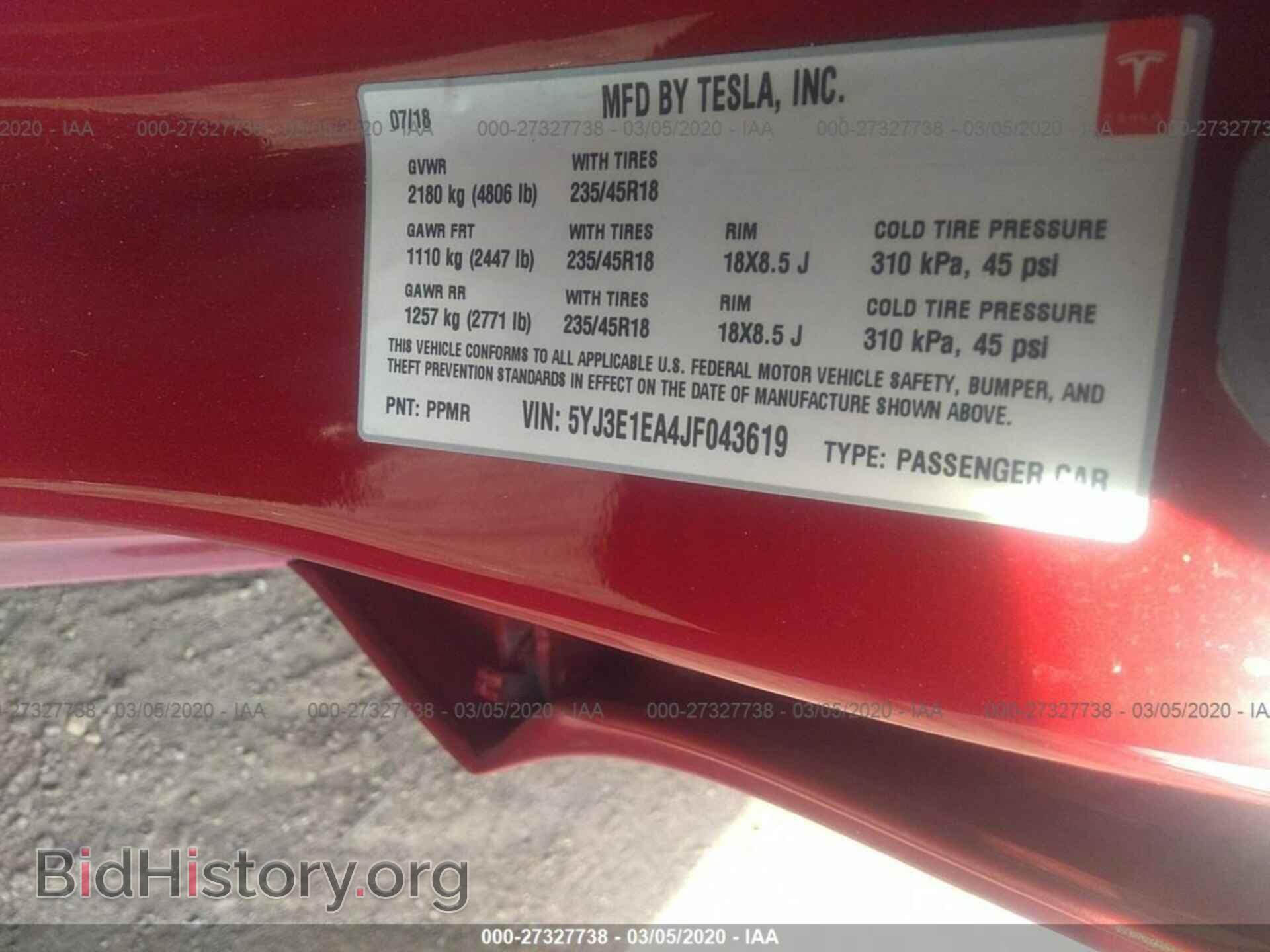 2018 TESLA MODEL 3 - VIN: 5YJ3E1EA4JF043619 - Photo 9