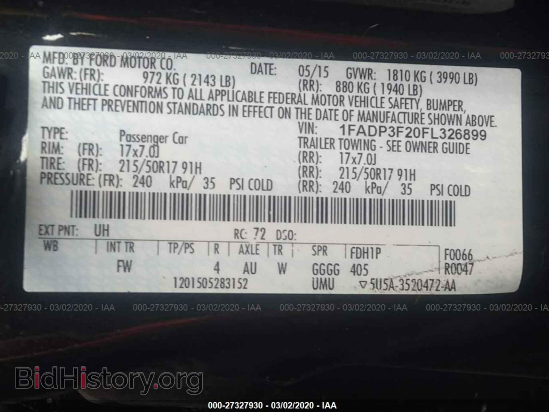 2015 FORD FOCUS - VIN: 1FADP3F20FL326899 - Фото 9