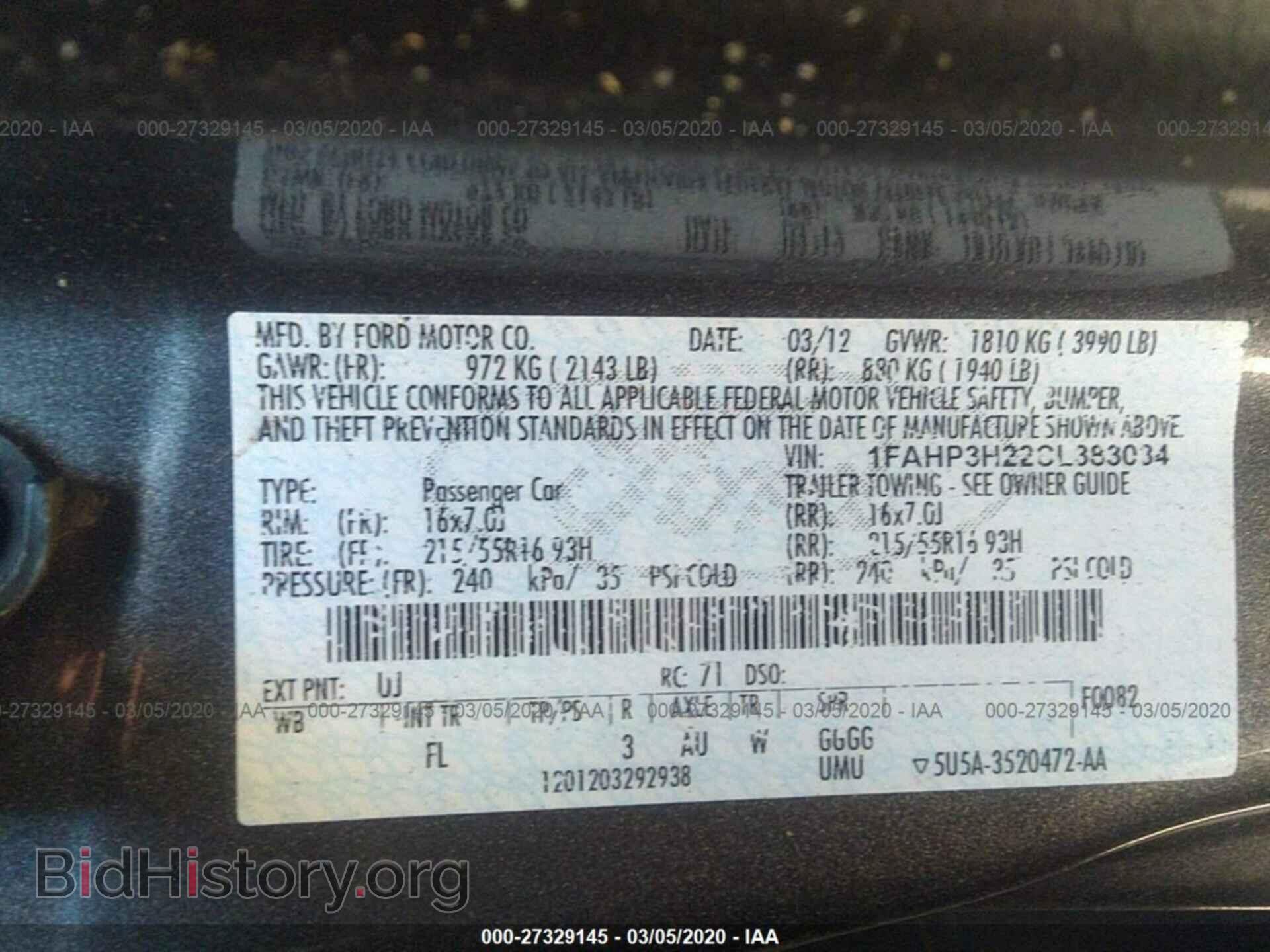 2012 FORD FOCUS - VIN: 1FAHP3H22CL383034 - Фото 9