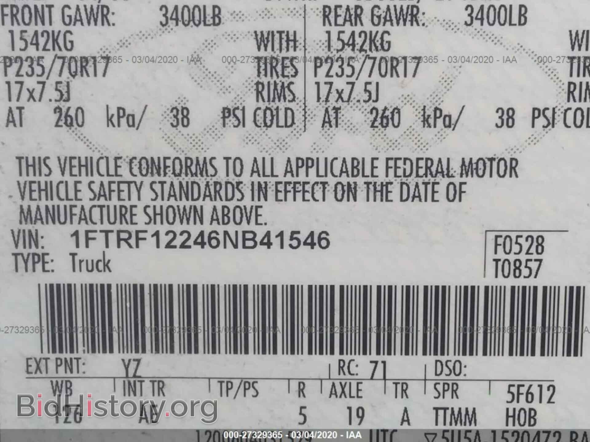 2006 FORD F150 - VIN: 1FTRF12246NB41546 - Фото 9