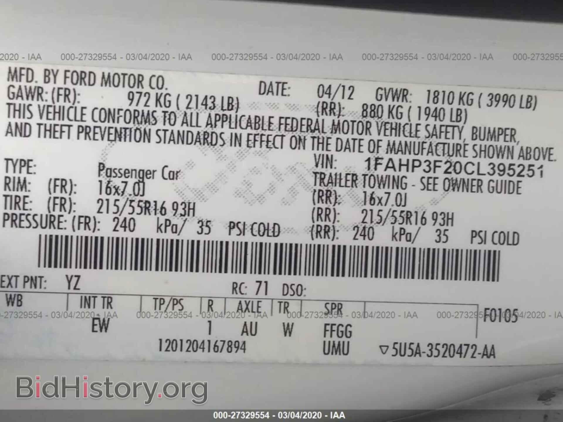 2012 FORD FOCUS - VIN: 1FAHP3F20CL395251 - Фото 9
