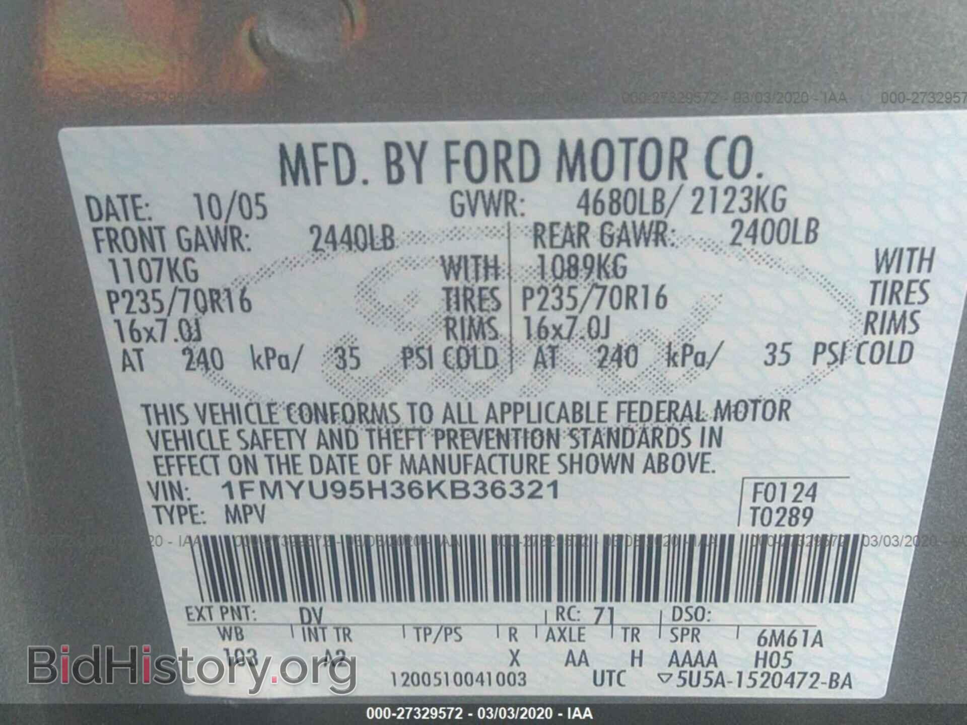 2006 FORD ESCAPE - VIN: 1FMYU95H36KB36321 - Фото 9