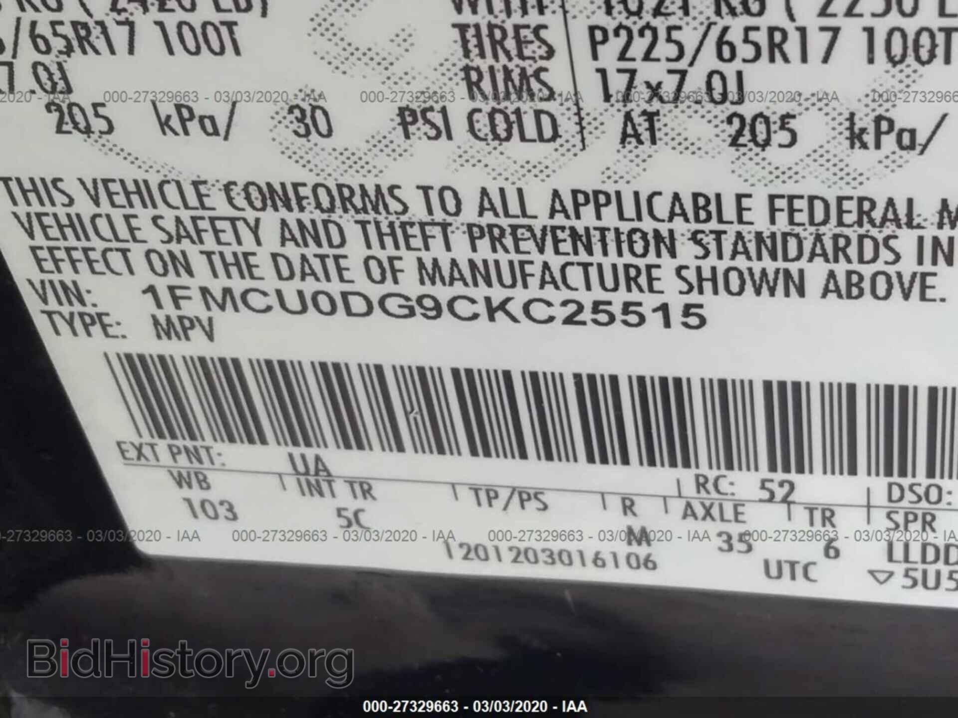 2012 FORD ESCAPE - VIN: 1FMCU0DG9CKC25515 - Photo 9