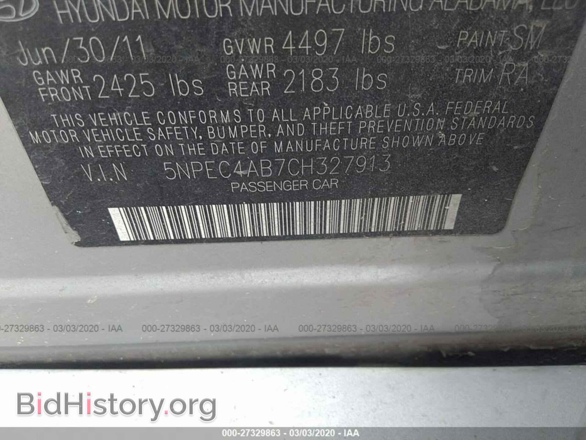 2012 HYUNDAI SONATA - VIN: 5NPEC4AB7CH327913 - Photo 9