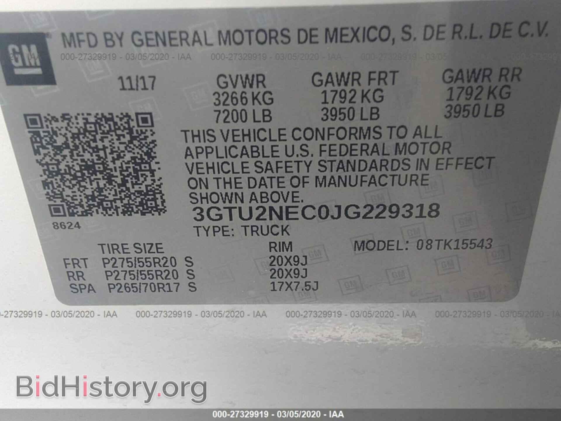 2018 GMC SIERRA - VIN: 3GTU2NEC0JG229318 - Фото 9