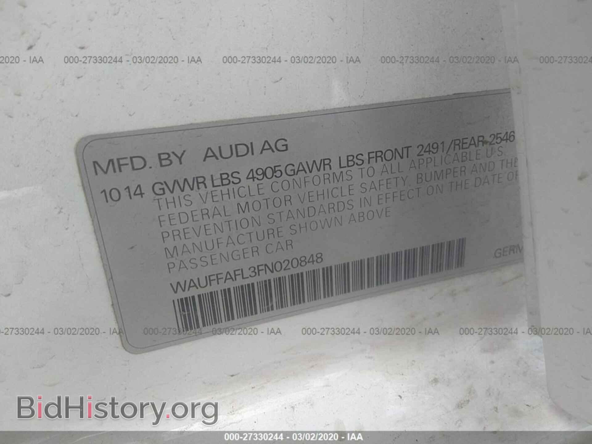 2015 AUDI A4 - VIN: WAUFFAFL3FN020848 - Фото 9