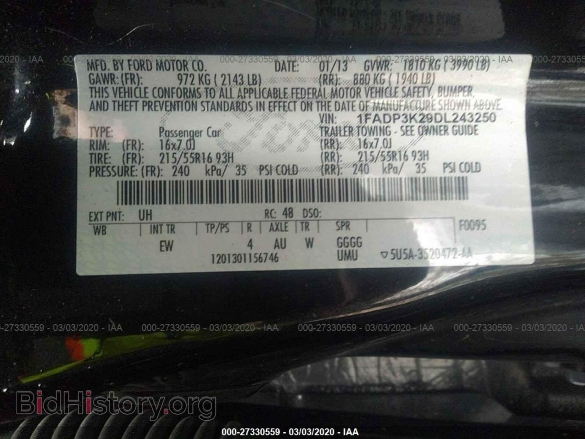 2013 FORD FOCUS - VIN: 1FADP3K29DL243250 - Фото 9