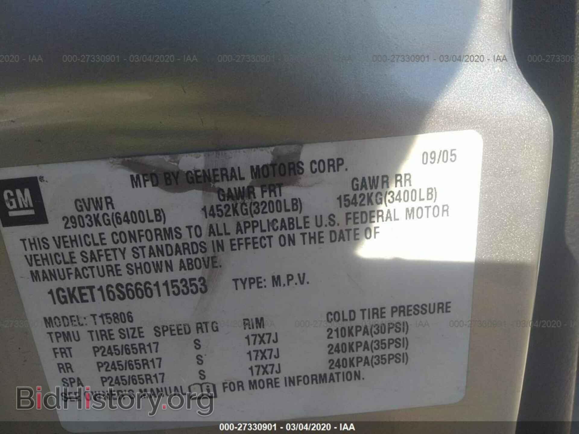 2006 GMC ENVOY - VIN: 1GKET16S666115353 - Фото 9