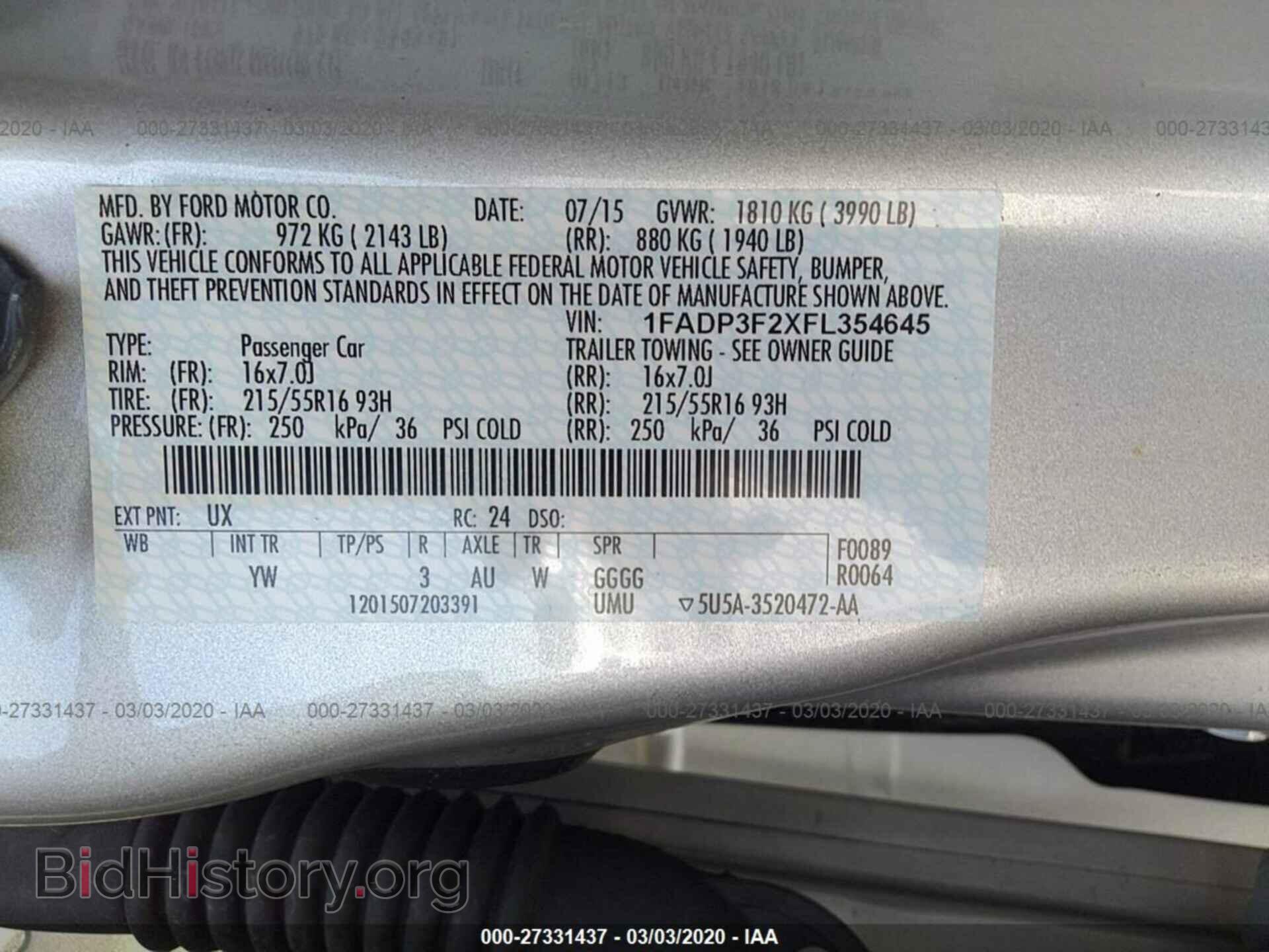2015 FORD FOCUS - VIN: 1FADP3F2XFL354645 - Фото 9