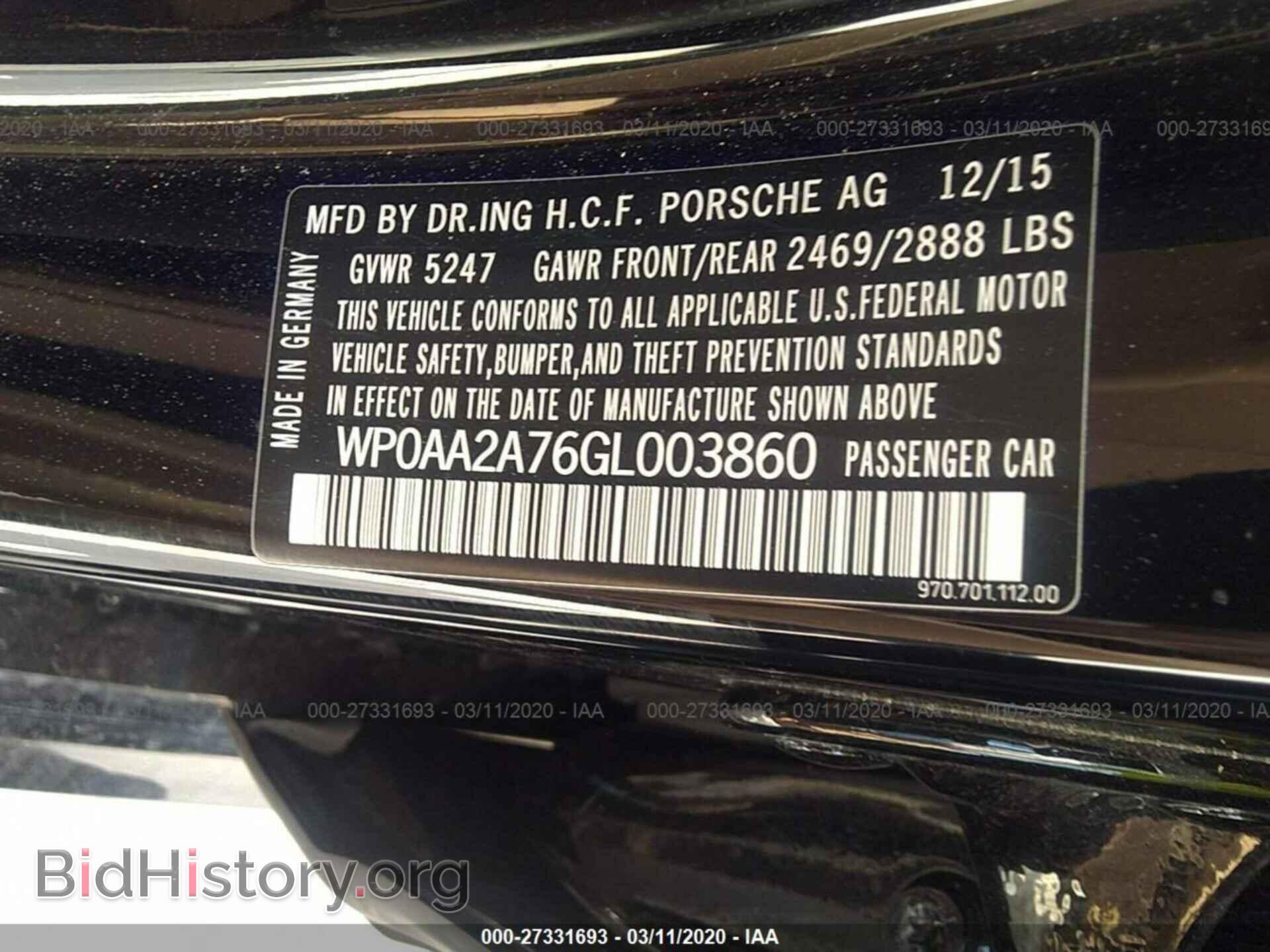 2016 PORSCHE PANAMERA - VIN: WP0AA2A76GL003860 - Фото 9
