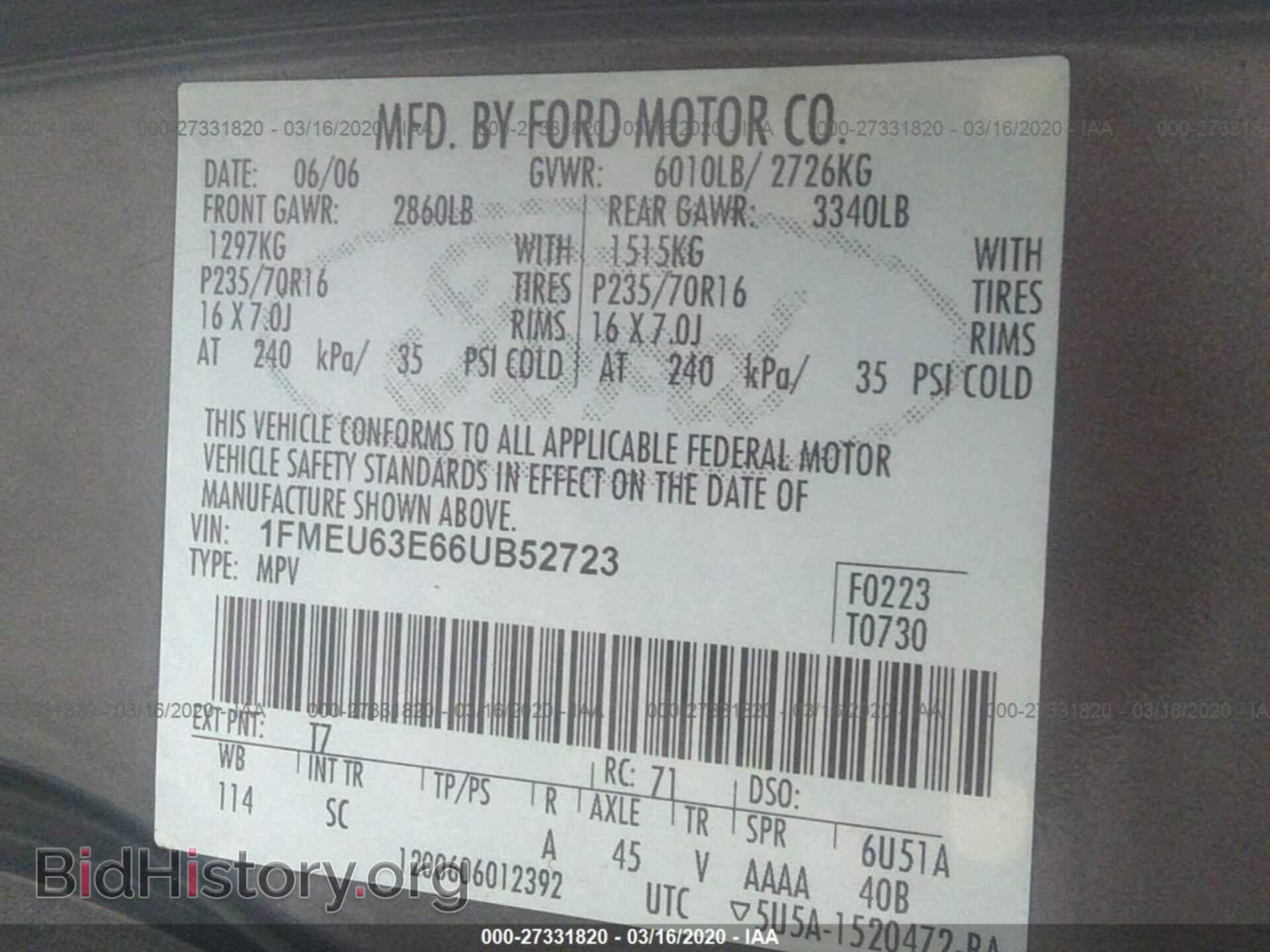 2006 FORD EXPLORER - VIN: 1FMEU63E66UB52723 - Фото 9