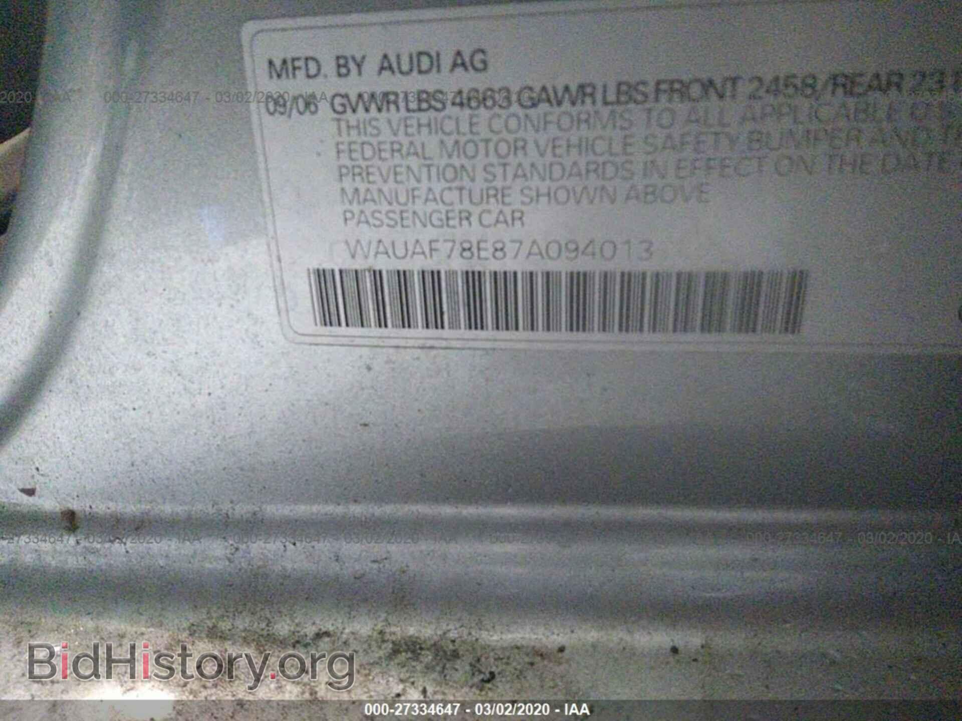 2007 AUDI A4 - VIN: WAUAF78E87A094013 - Photo 9