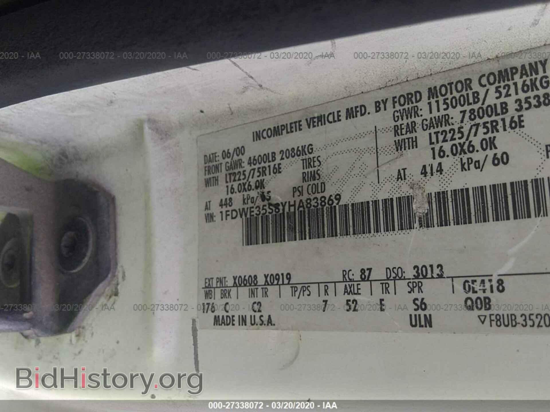 2000 FORD ECONOLINE - VIN: 1FDWE35S8YHA83869 - Фото 9
