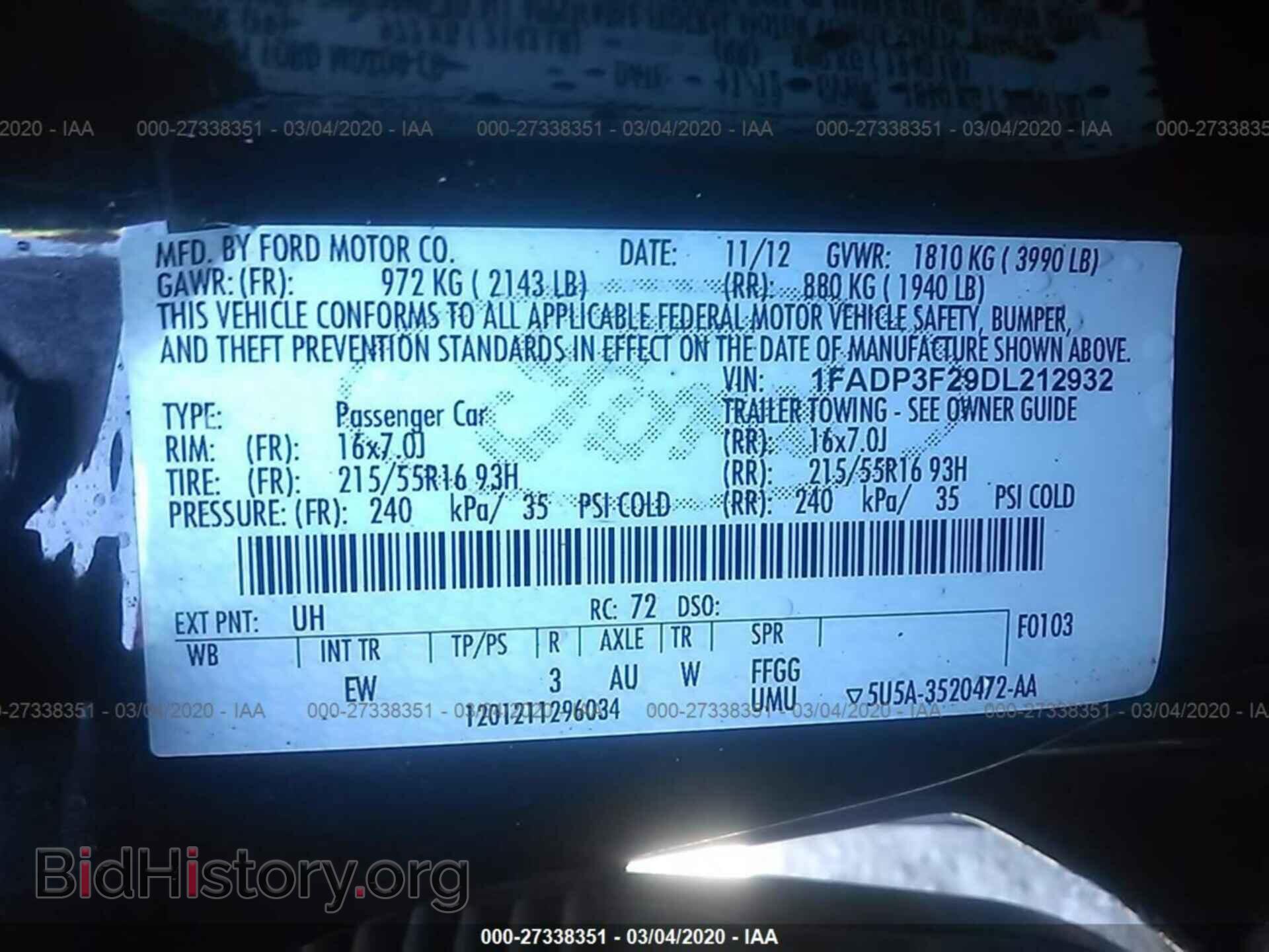 2013 FORD FOCUS - VIN: 1FADP3F29DL212932 - Фото 9