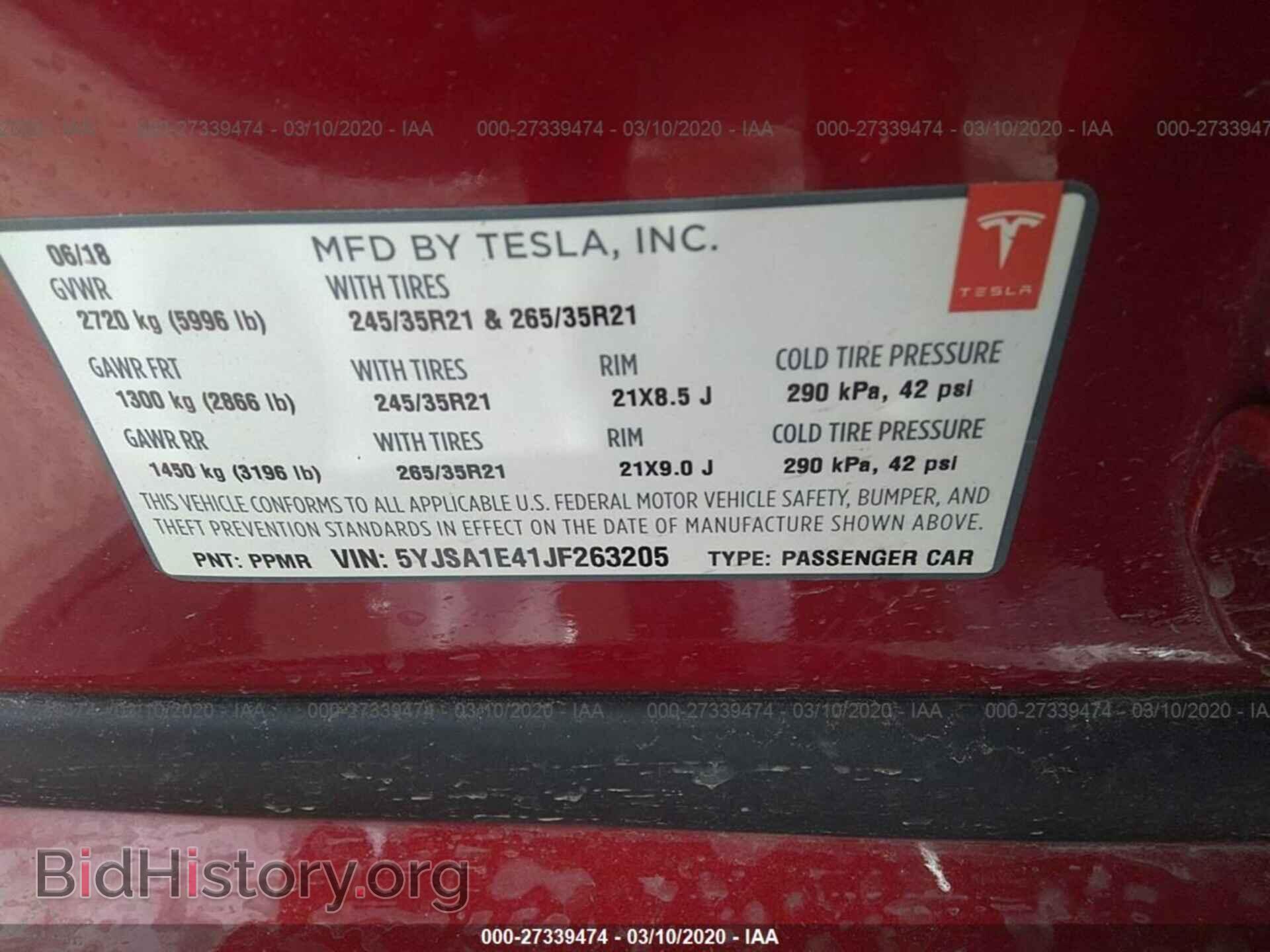 2018 TESLA MODEL S - VIN: 5YJSA1E41JF263205 - Photo 9
