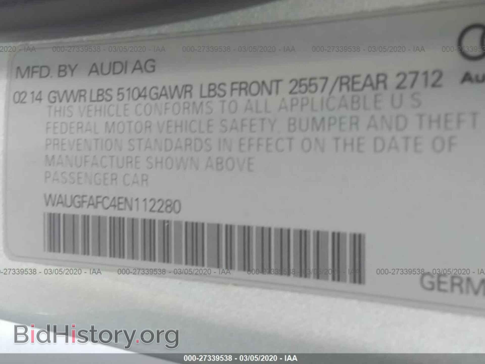 2014 AUDI A6 - VIN: WAUGFAFC4EN112280 - Фото 9