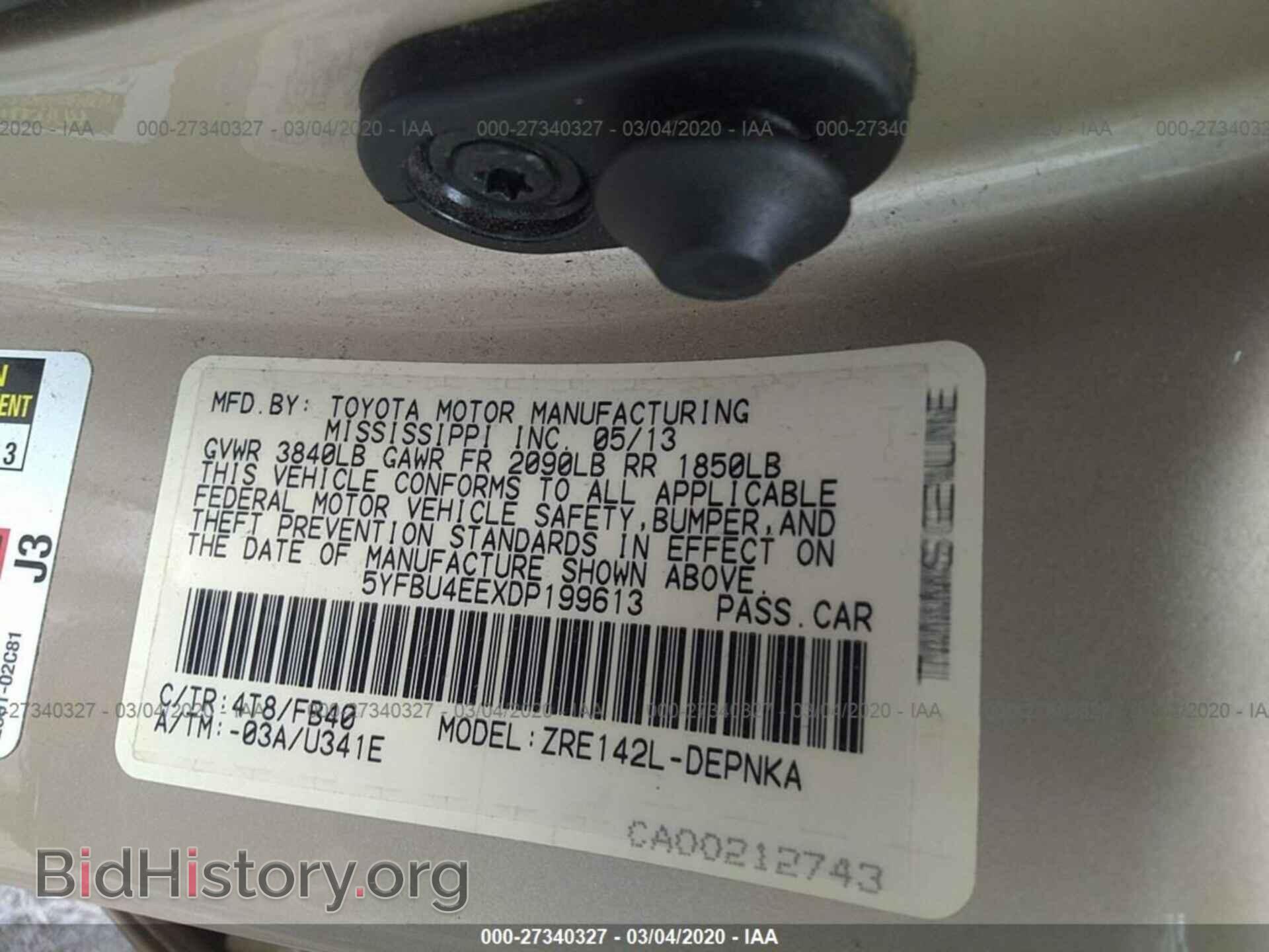2013 TOYOTA COROLLA - VIN: 5YFBU4EEXDP199613 - Фото 9