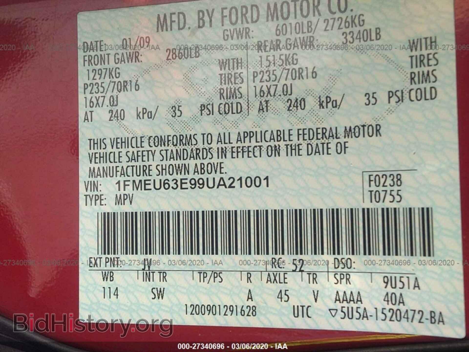2009 FORD EXPLORER - VIN: 1FMEU63E99UA21001 - Фото 9