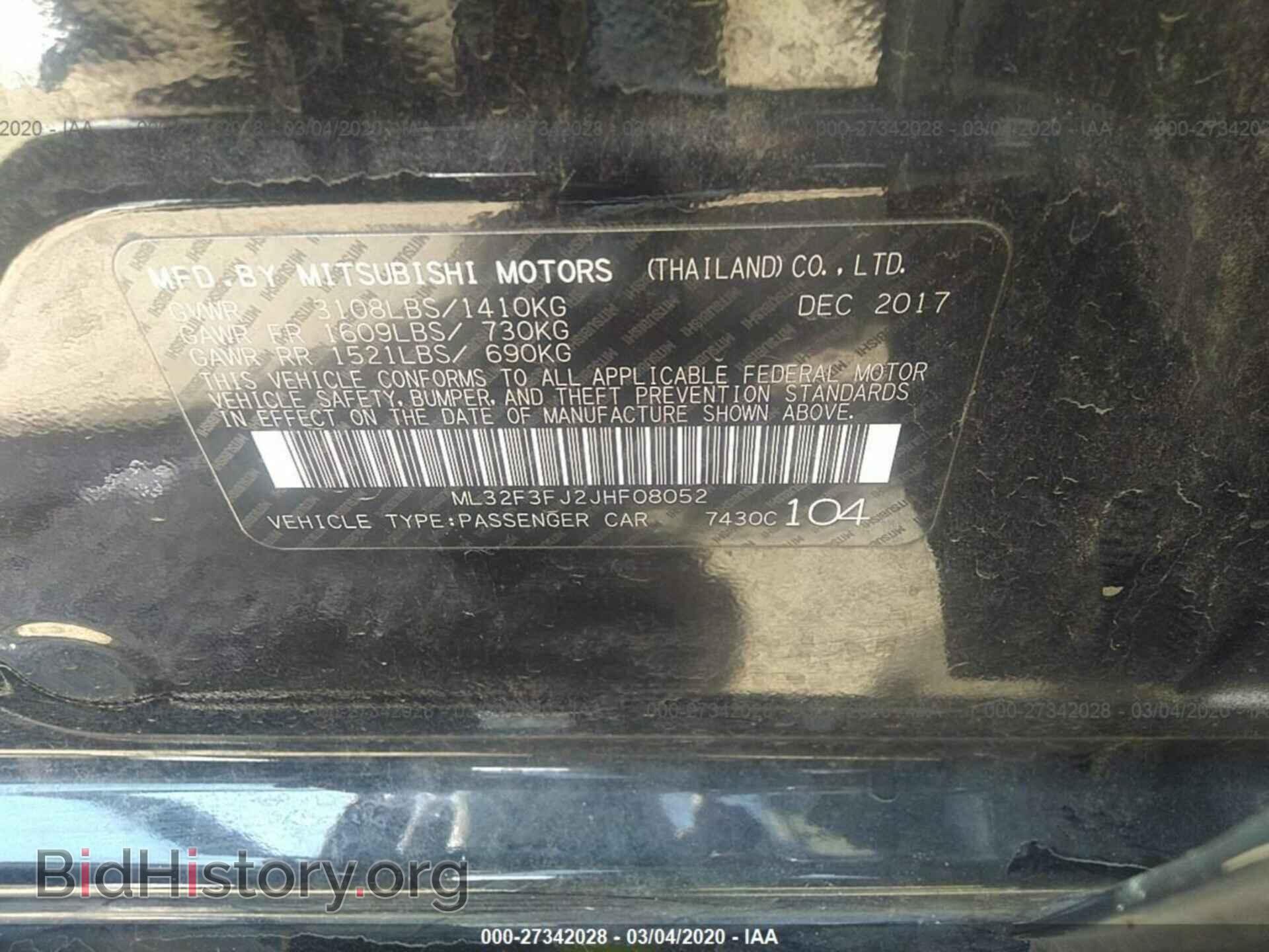 2018 MITSUBISHI MIRAGE - VIN: ML32F3FJ2JHF08052 - Фото 9