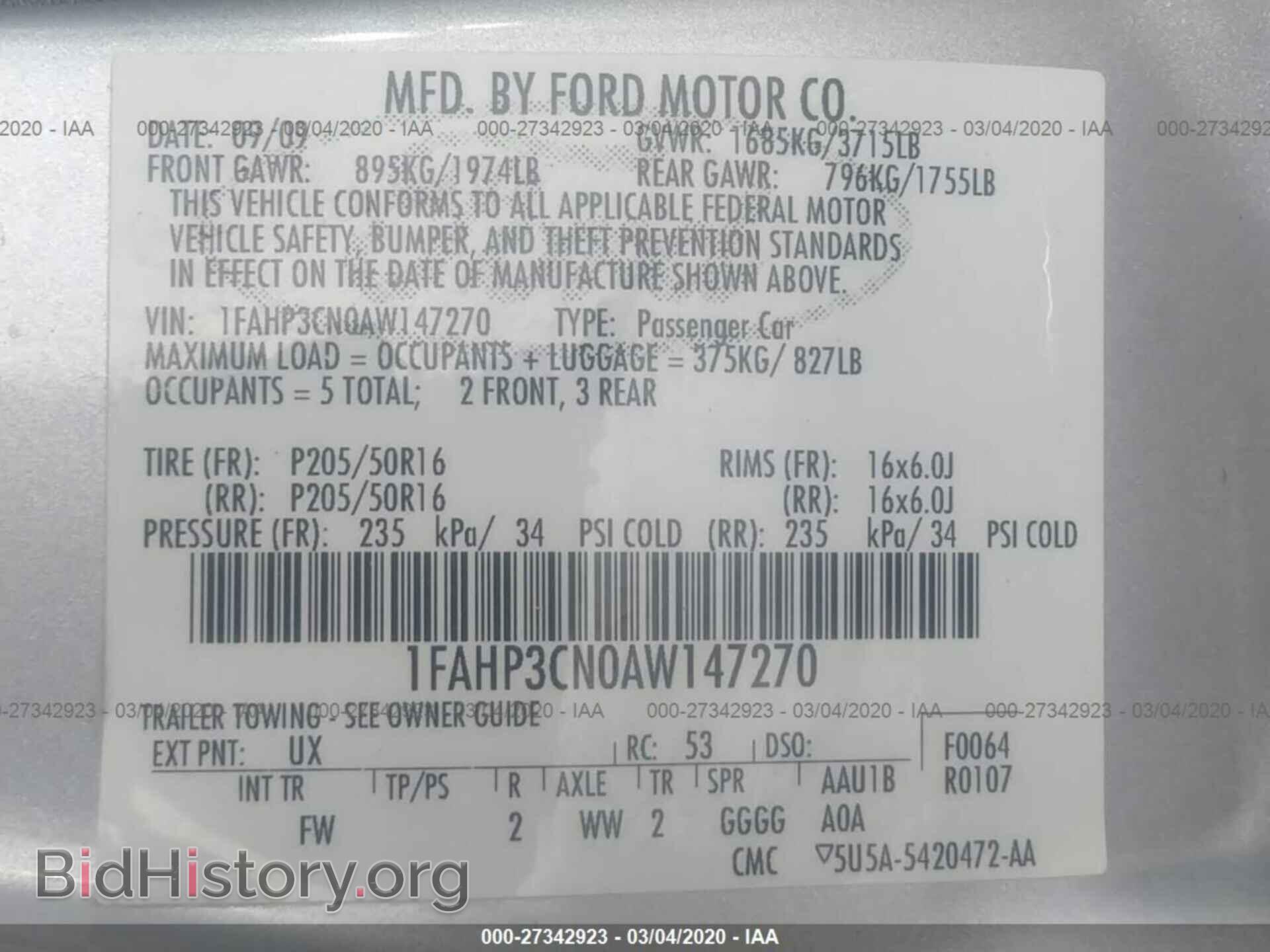 2010 FORD FOCUS - VIN: 1FAHP3CN0AW147270 - Фото 9