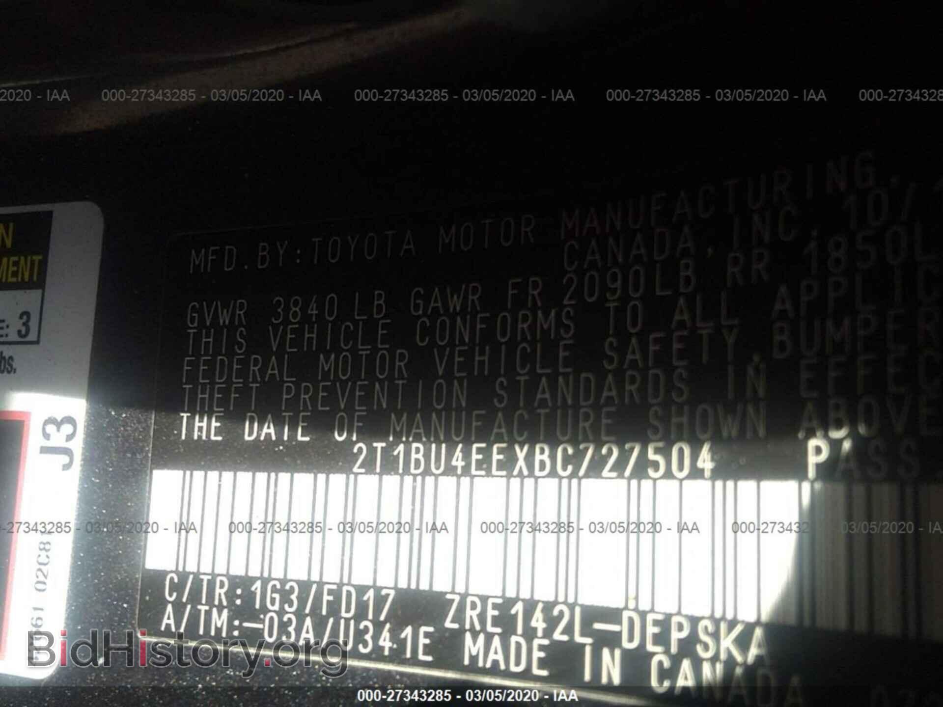 2011 TOYOTA COROLLA - VIN: 2T1BU4EEXBC727504 - Фото 9