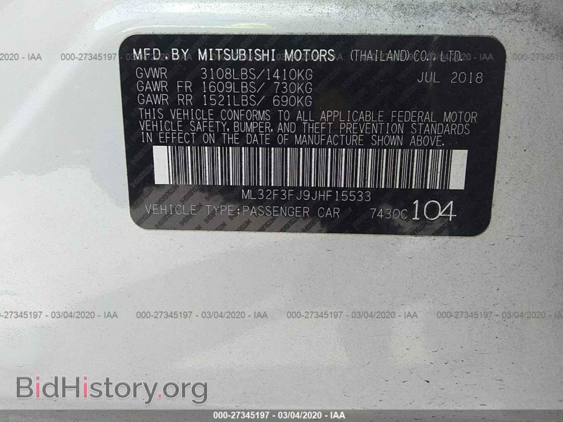 2018 MITSUBISHI MIRAGE - VIN: ML32F3FJ9JHF15533 - Фото 9