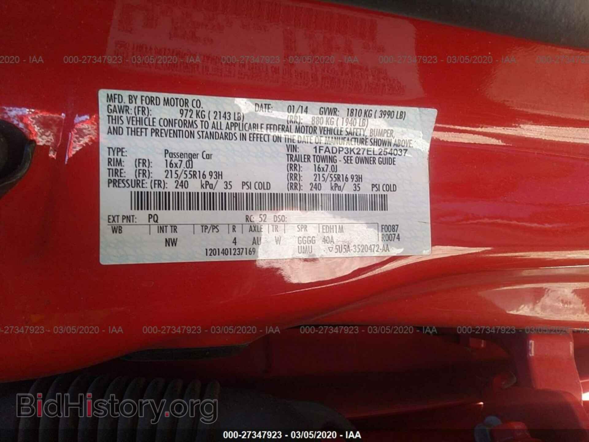 2014 FORD FOCUS - VIN: 1FADP3K27EL254037 - Фото 9