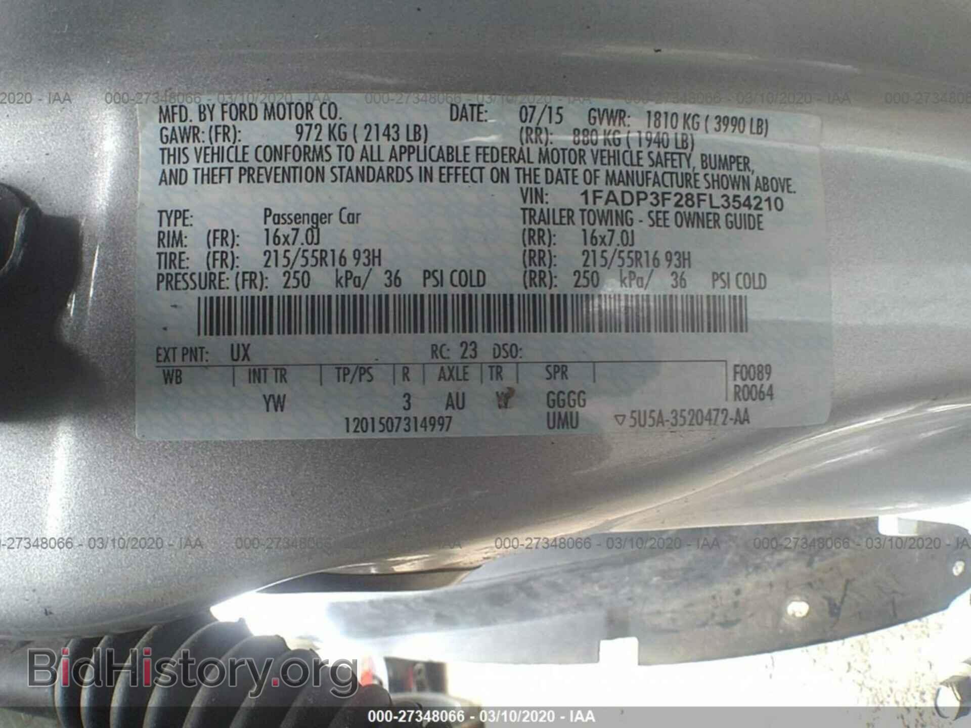 2015 FORD FOCUS - VIN: 1FADP3F28FL354210 - Фото 9