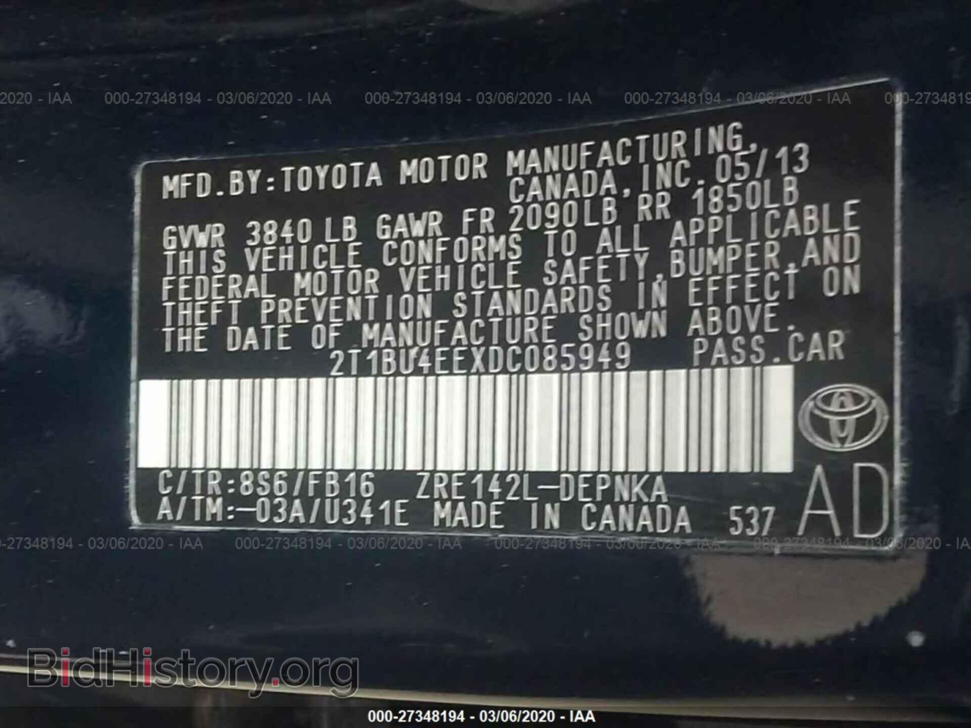 2013 TOYOTA COROLLA - VIN: 2T1BU4EEXDC085949 - Фото 9