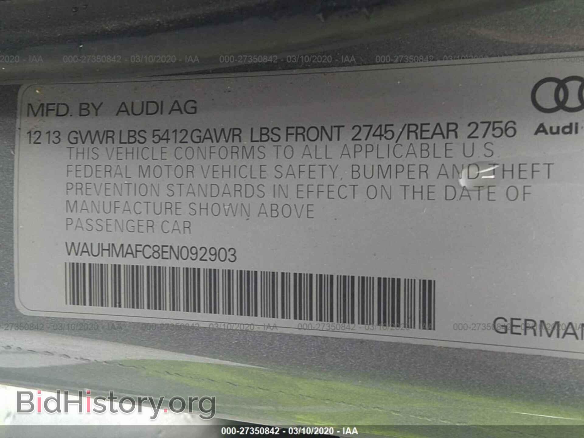 2014 AUDI A6 - VIN: WAUHMAFC8EN092903 - Фото 9