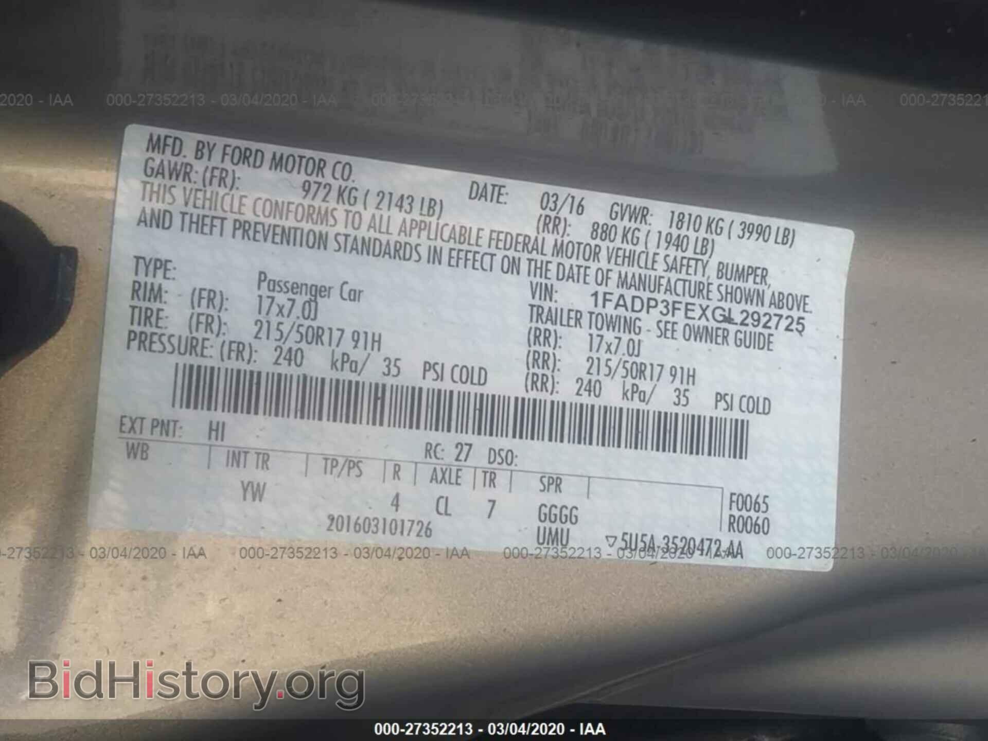 2016 FORD FOCUS - VIN: 1FADP3FEXGL292725 - Фото 9