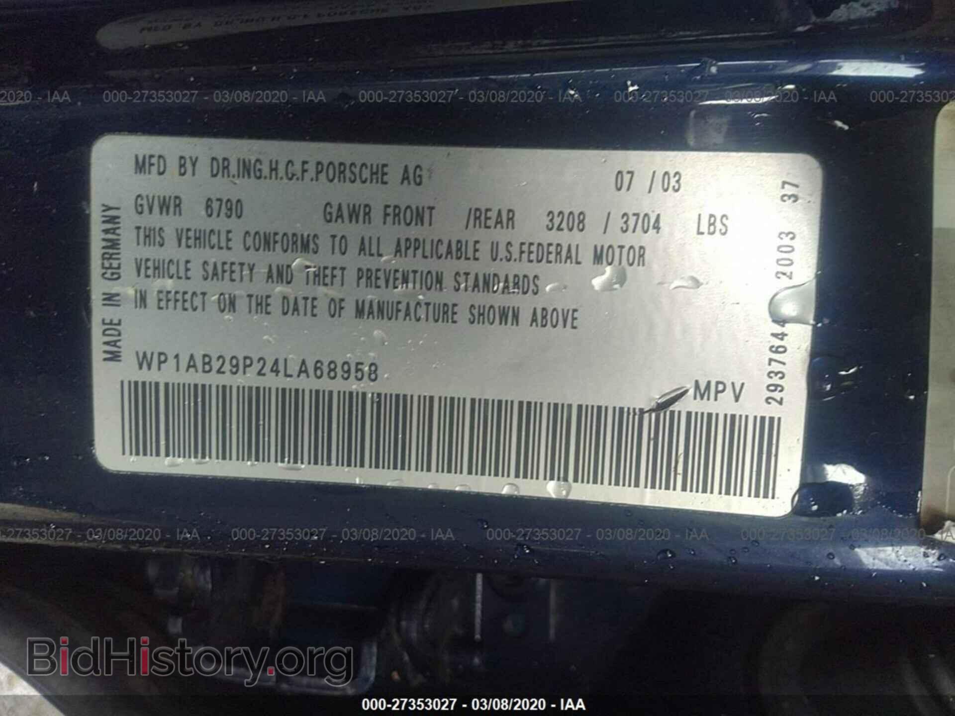 2004 PORSCHE CAYENNE - VIN: WP1AB29P24LA68958 - Фото 9