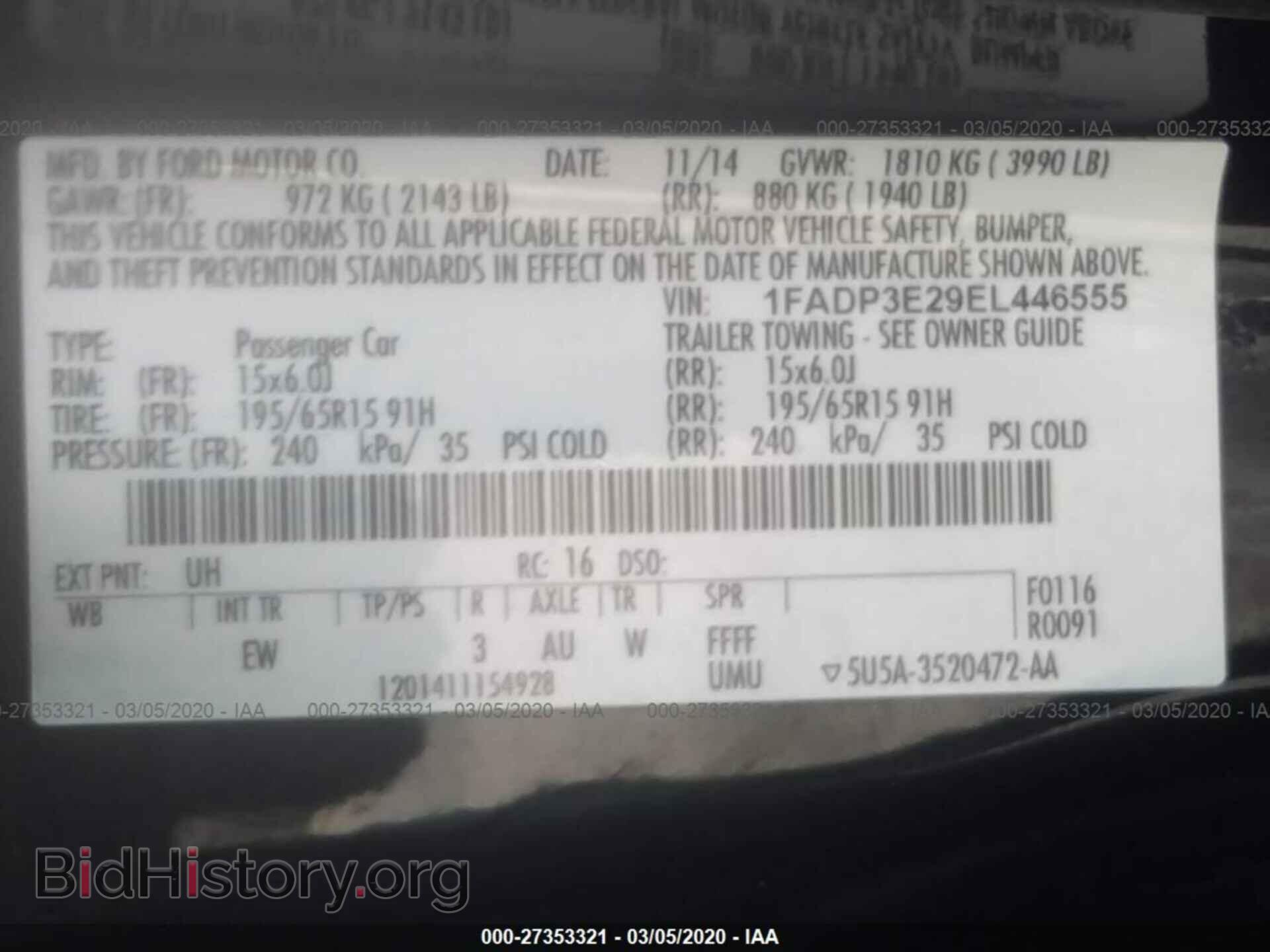 2014 FORD FOCUS - VIN: 1FADP3E29EL446555 - Фото 9