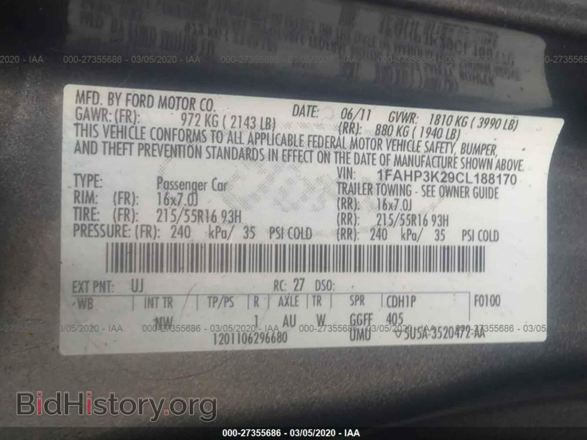 2012 FORD FOCUS - VIN: 1FAHP3K29CL188170 - Фото 9