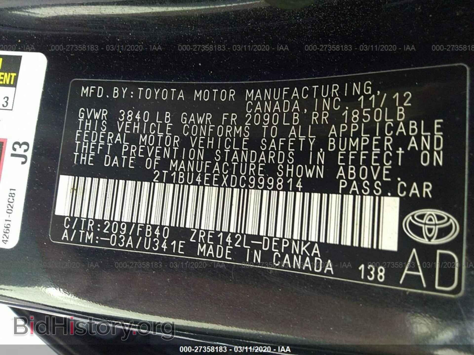2013 TOYOTA COROLLA - VIN: 2T1BU4EEXDC999814 - Фото 9