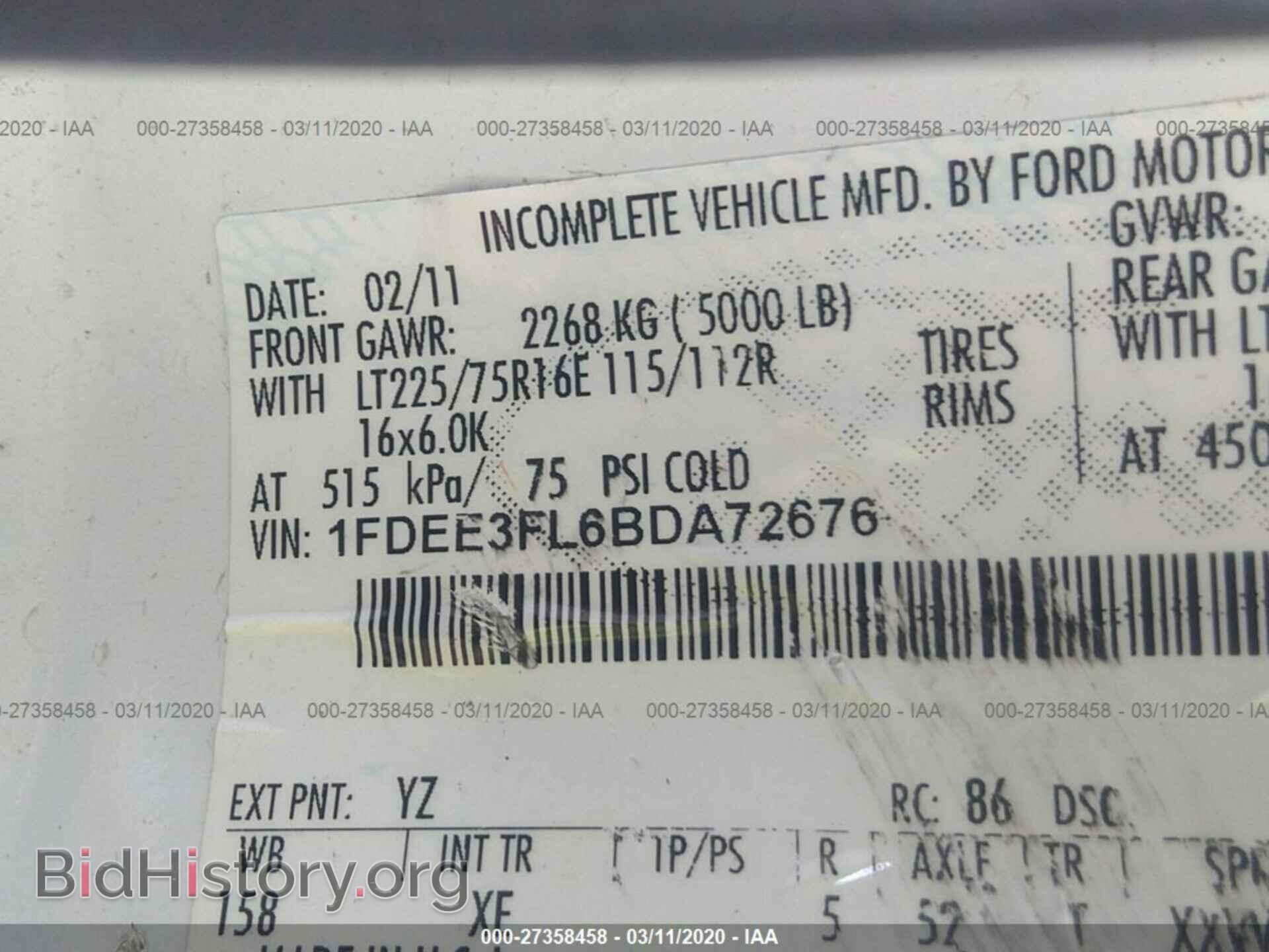 2011 FORD ECONOLINE - VIN: 1FDEE3FL6BDA72676 - Фото 9