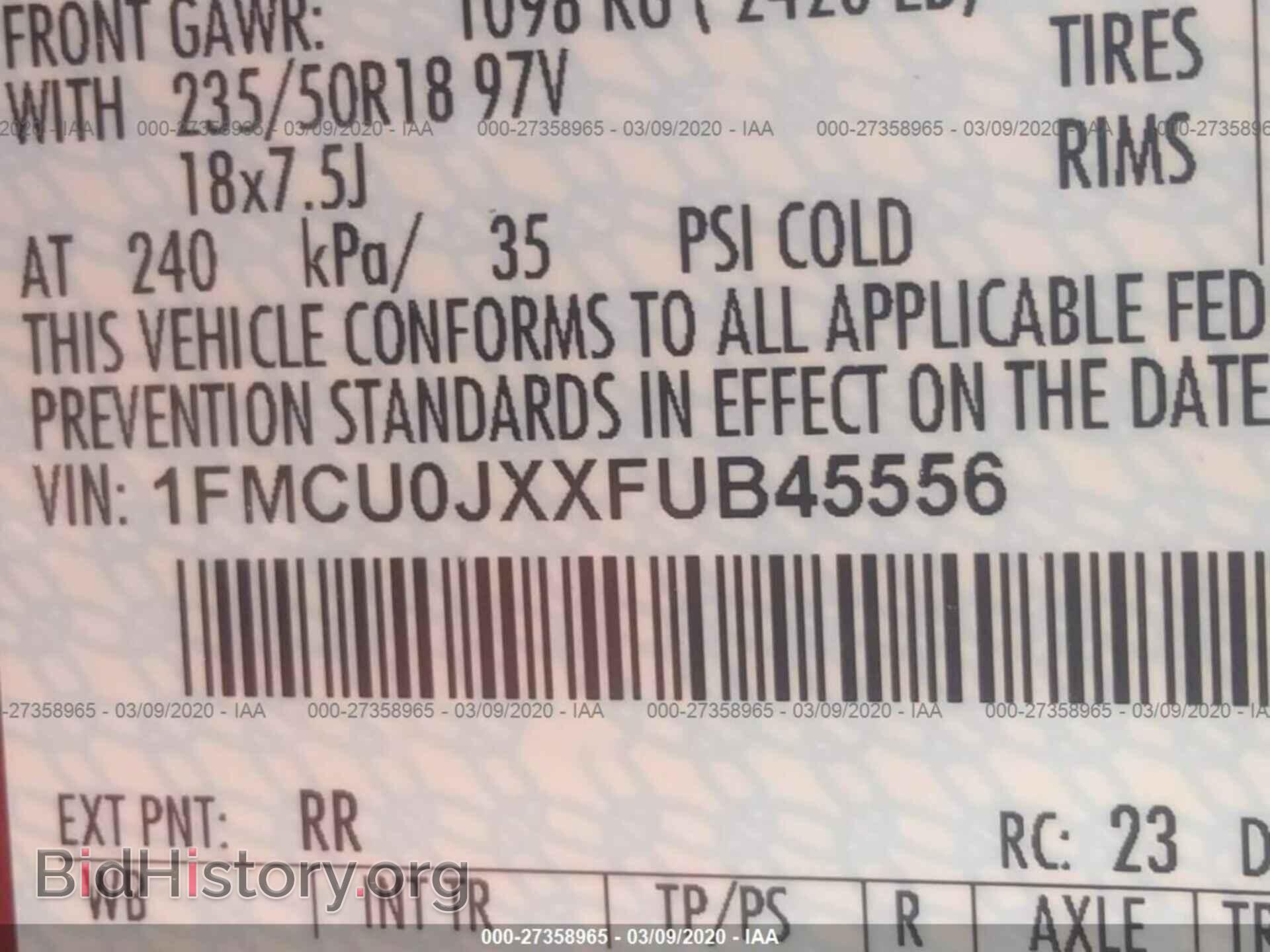 2015 FORD ESCAPE - VIN: 1FMCU0JXXFUB45556 - Photo 9