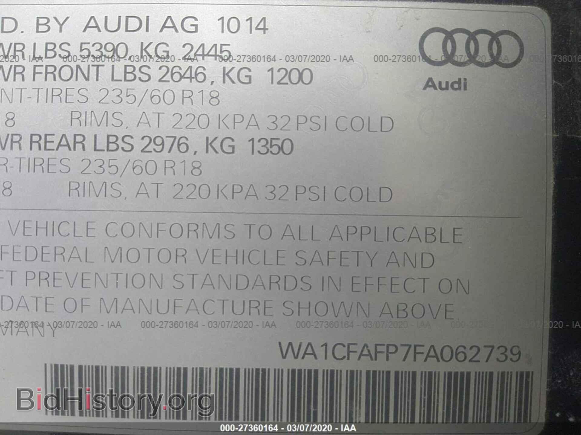 2015 AUDI Q5 - VIN: WA1CFAFP7FA062739 - Photo 9