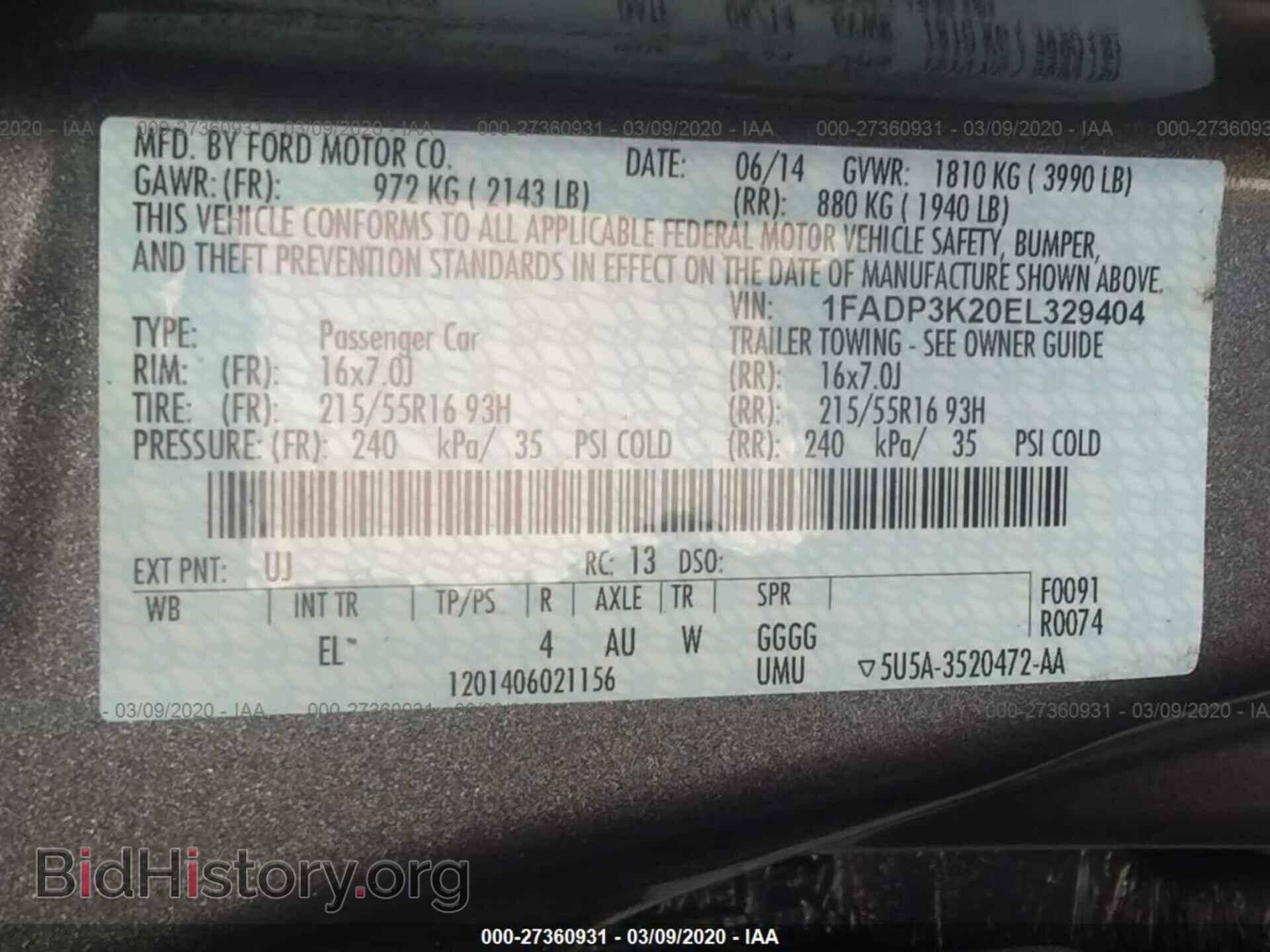 2014 FORD FOCUS - VIN: 1FADP3K20EL329404 - Photo 9