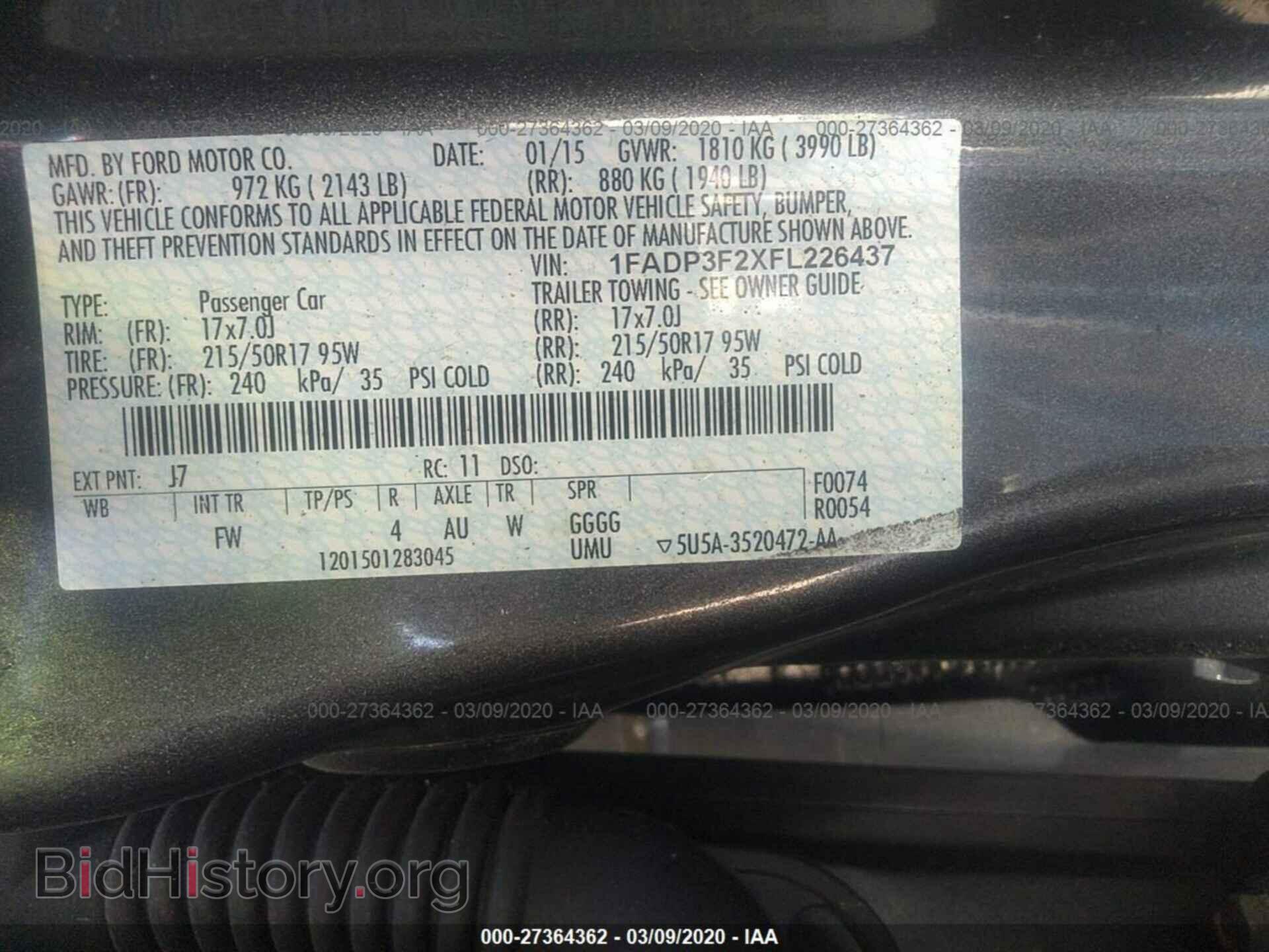 2015 FORD FOCUS - VIN: 1FADP3F2XFL226437 - Photo 9