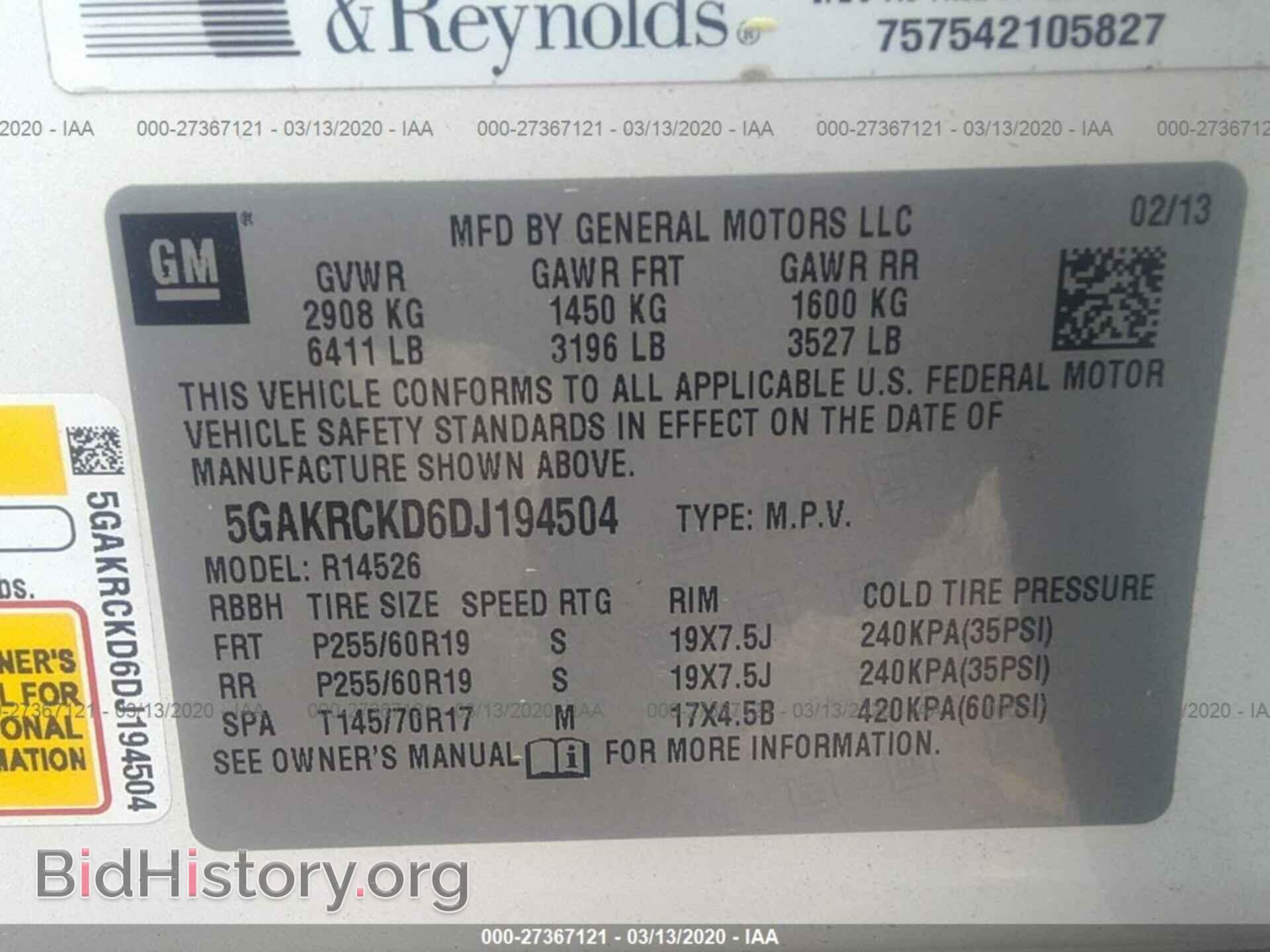 2013 BUICK ENCLAVE - VIN: 5GAKRCKD6DJ194504 - Фото 9